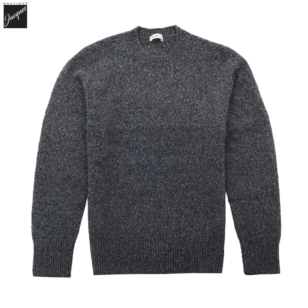 Blue Mouliné Alpaca-Blend 3D Seamless Tweed Crewneck - Phil Petter