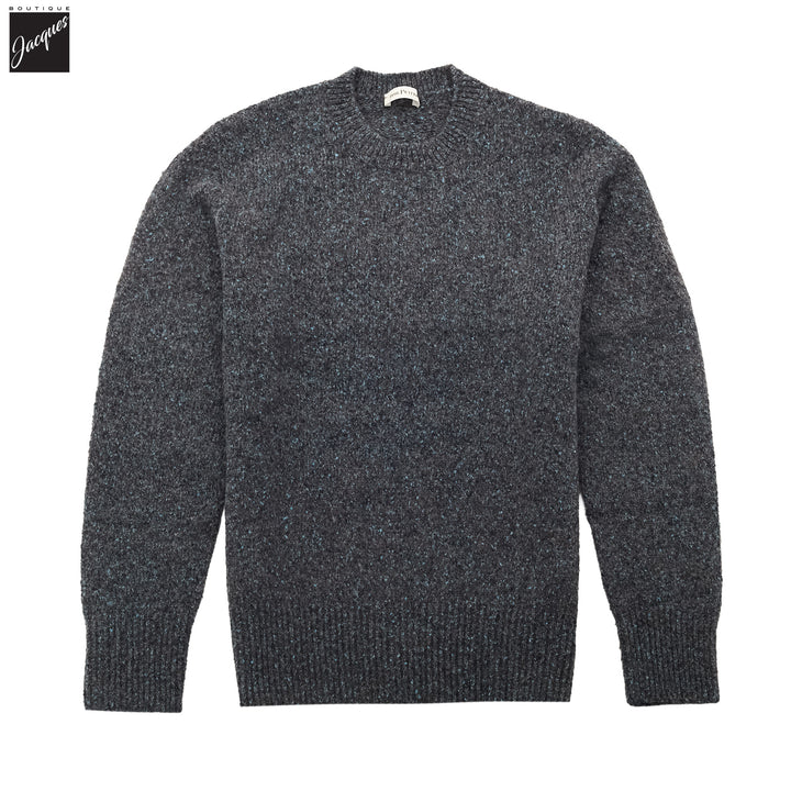Blue Mouliné Alpaca-Blend 3D Seamless Tweed Crewneck - Phil Petter