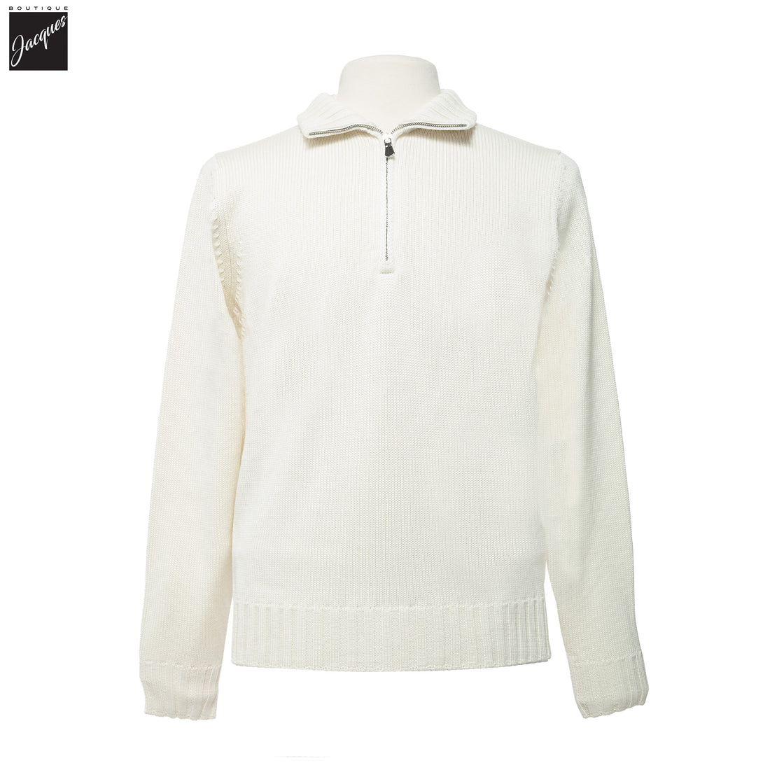 Milk Latte Extrafine Wool Half-Zip Sweater - FILIPPO DE LAURENTIIS