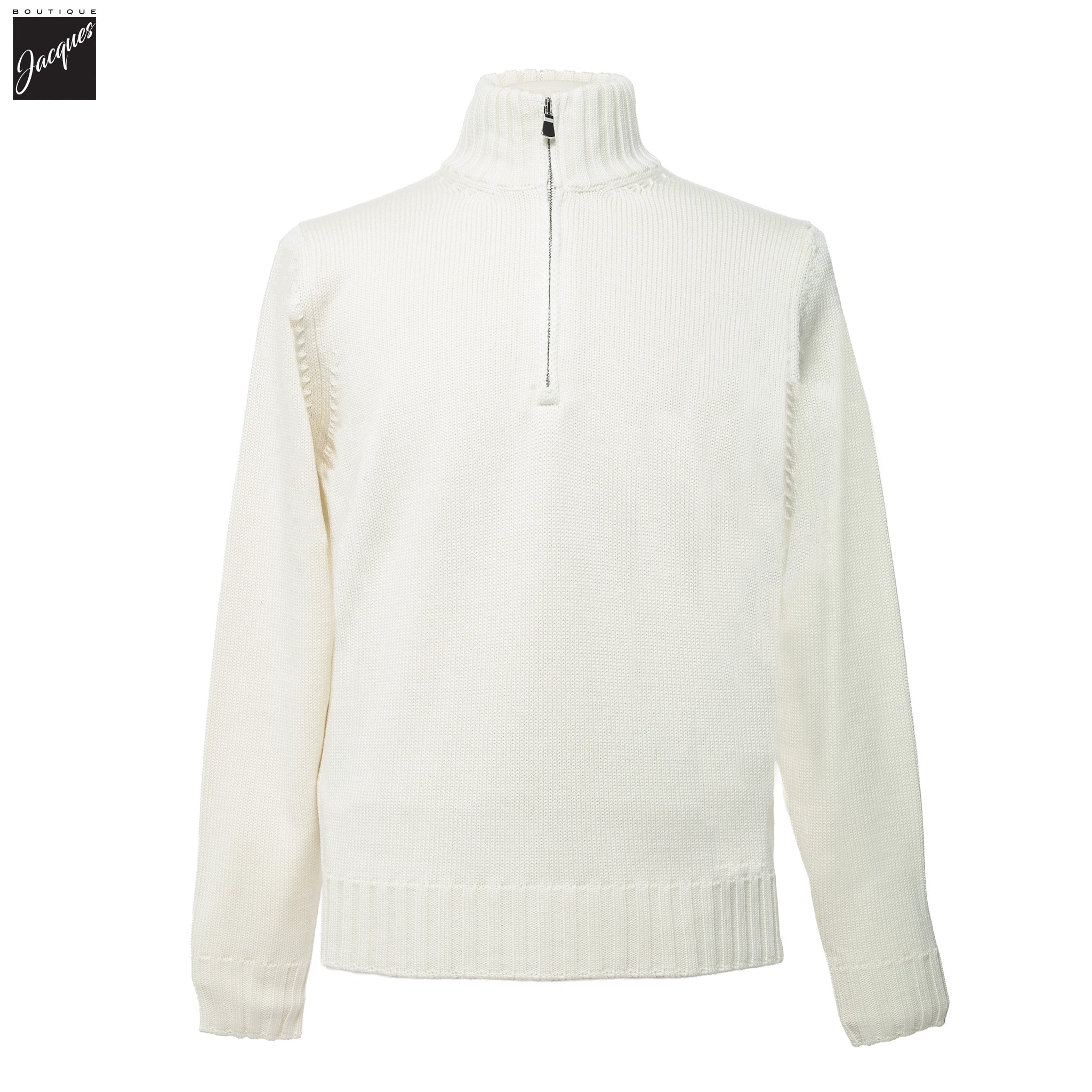 Milk Latte Extrafine Wool Half-Zip Sweater - FILIPPO DE LAURENTIIS