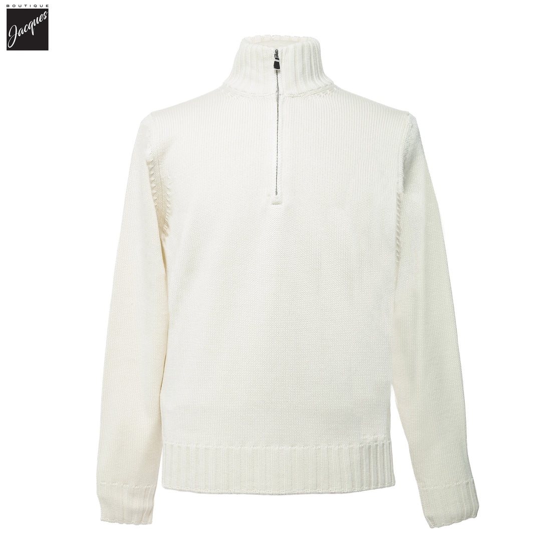 Milk Latte Extrafine Wool Half-Zip Sweater - FILIPPO DE LAURENTIIS