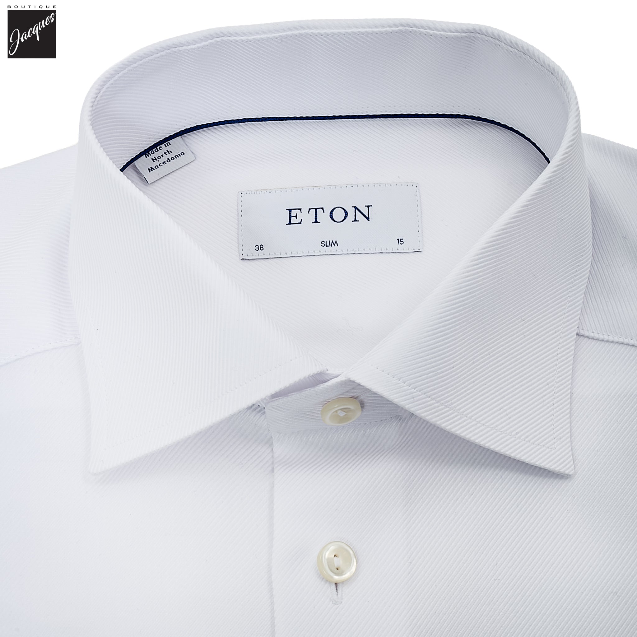White Textured Twill Slim Fit Shirt - ETON