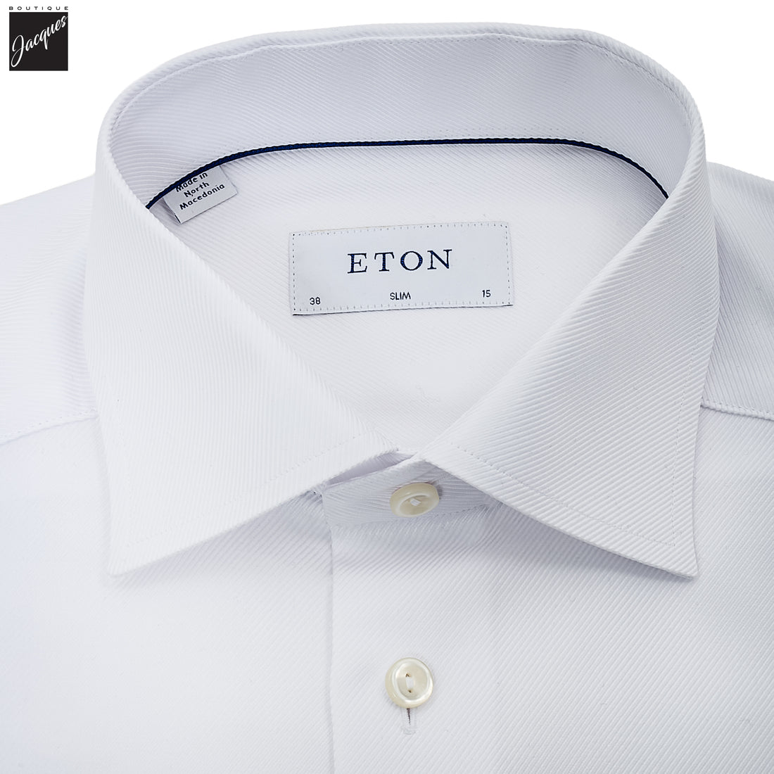 White Textured Twill Slim Fit Shirt - ETON