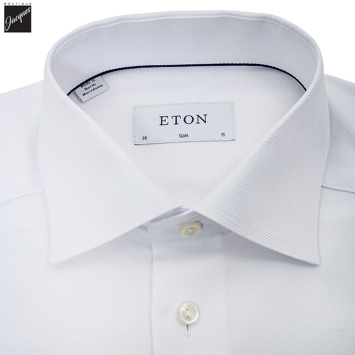 White Textured Twill Slim Fit Shirt - ETON