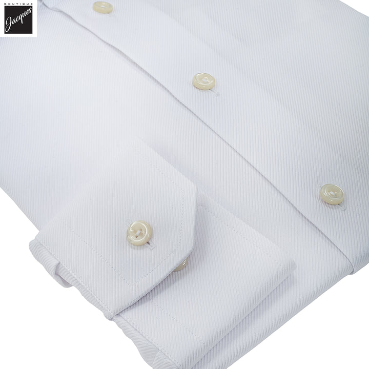 White Textured Twill Slim Fit Shirt - ETON