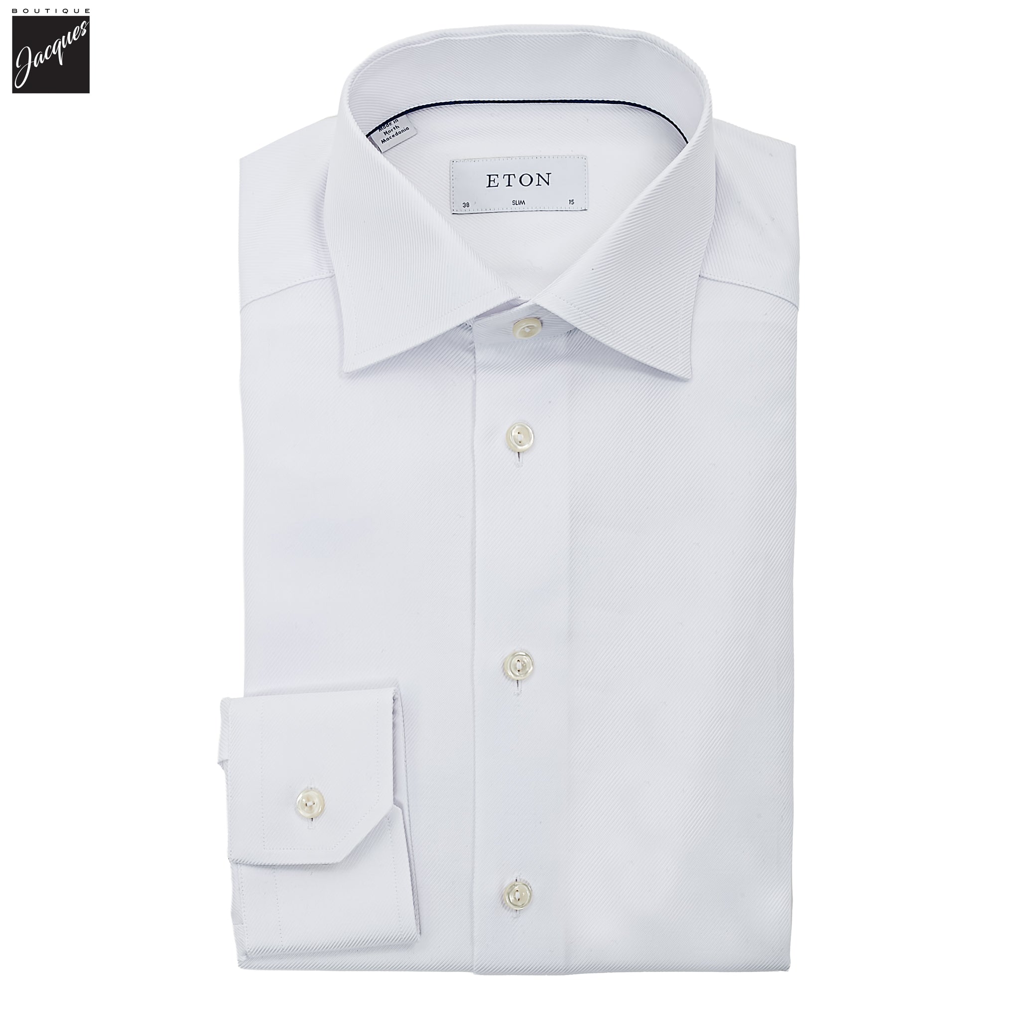 White Textured Twill Slim Fit Shirt - ETON