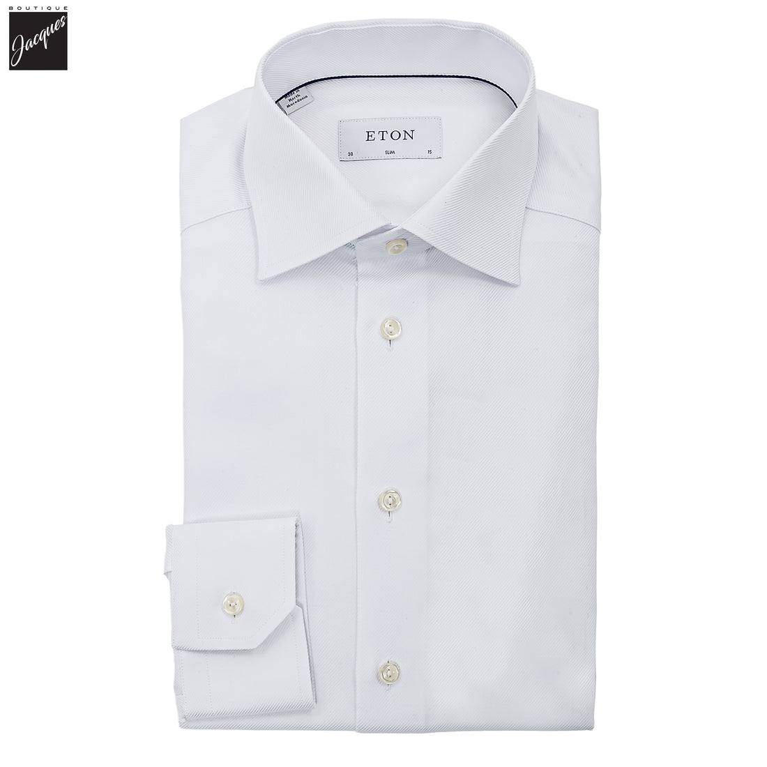 White Textured Twill Slim Fit Shirt - ETON