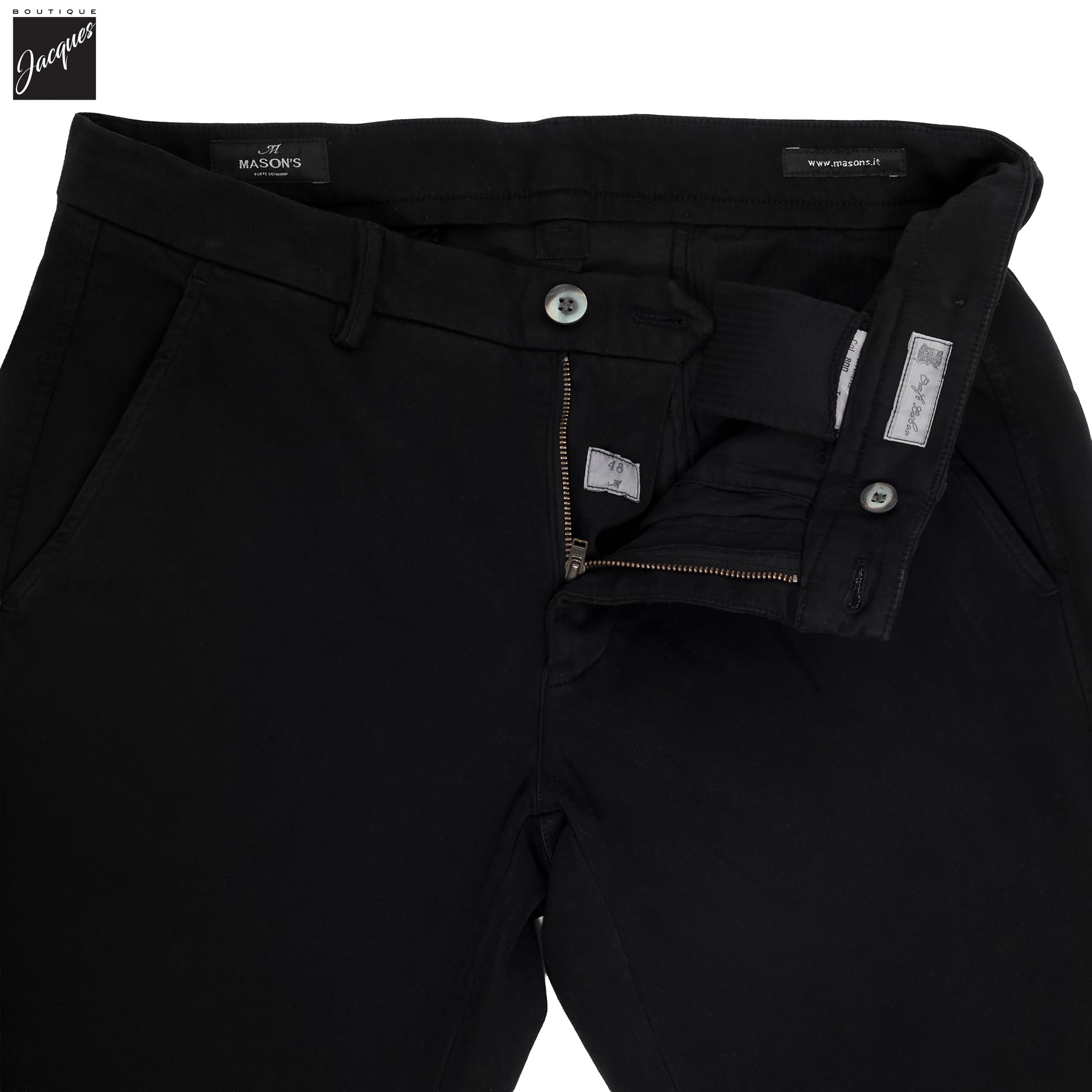 Black Twill Stretch Slim Fit Chino - Mason's