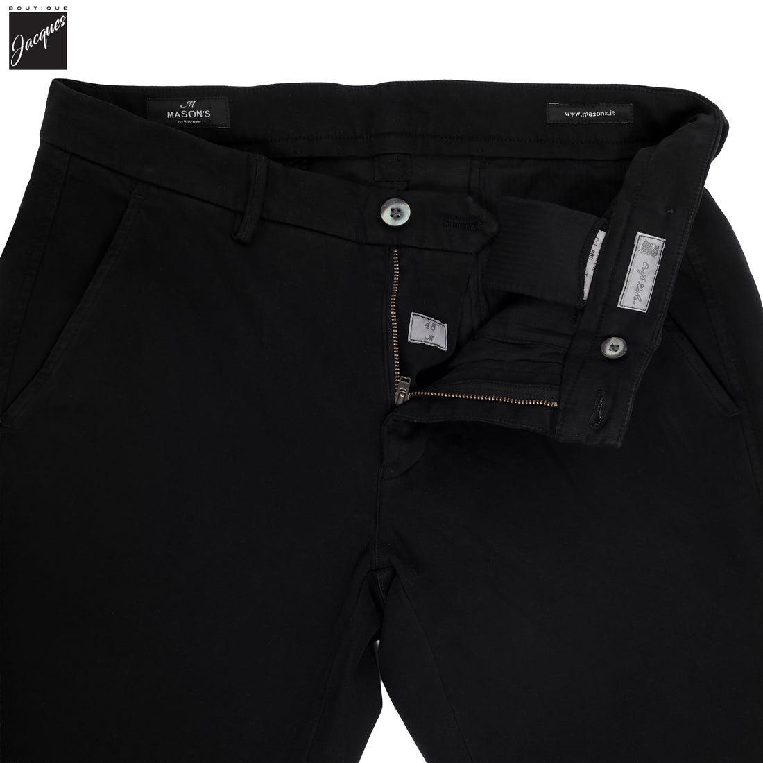 Black Twill Stretch Slim Fit Chino - Mason's