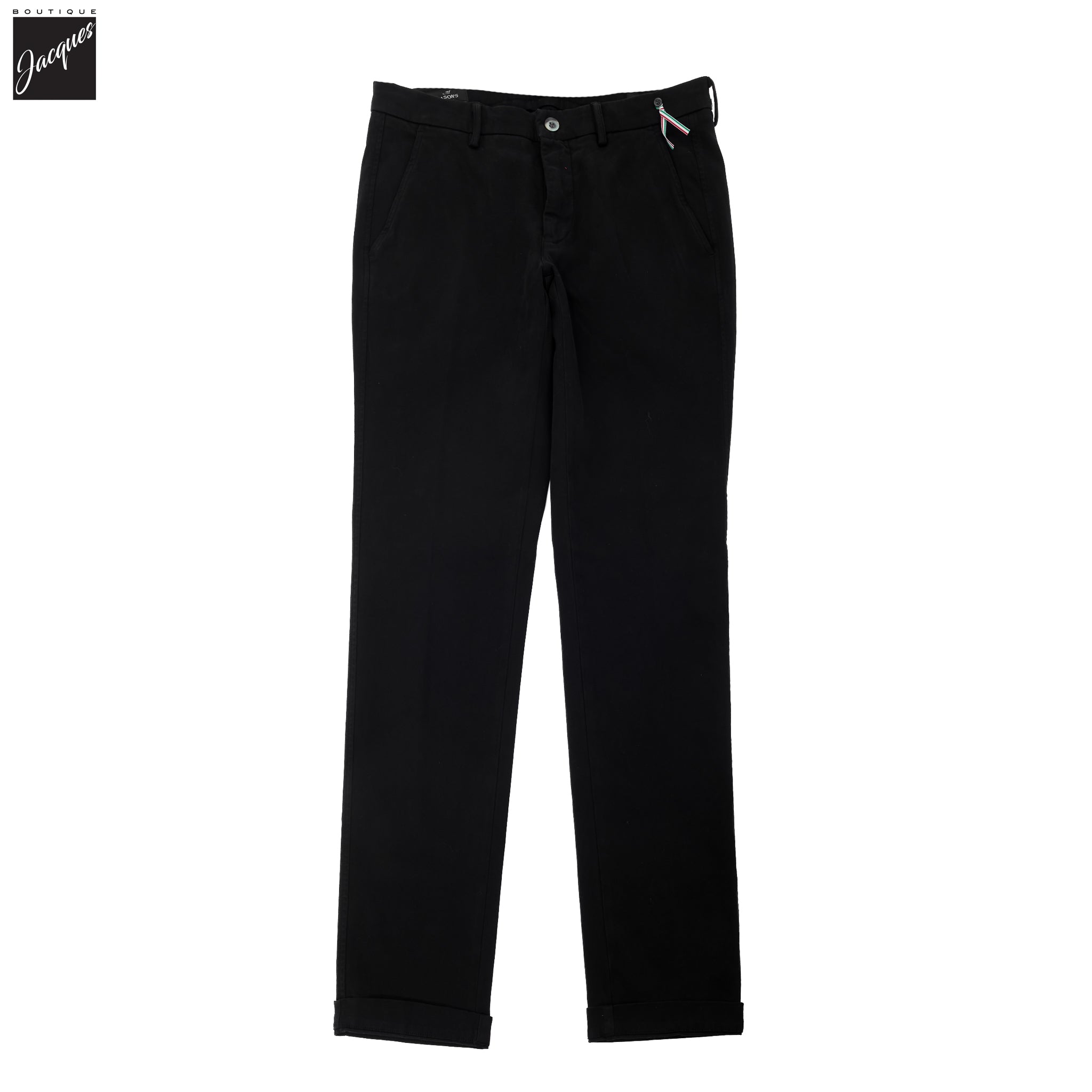 Black Twill Stretch Slim Fit Chino - Mason's