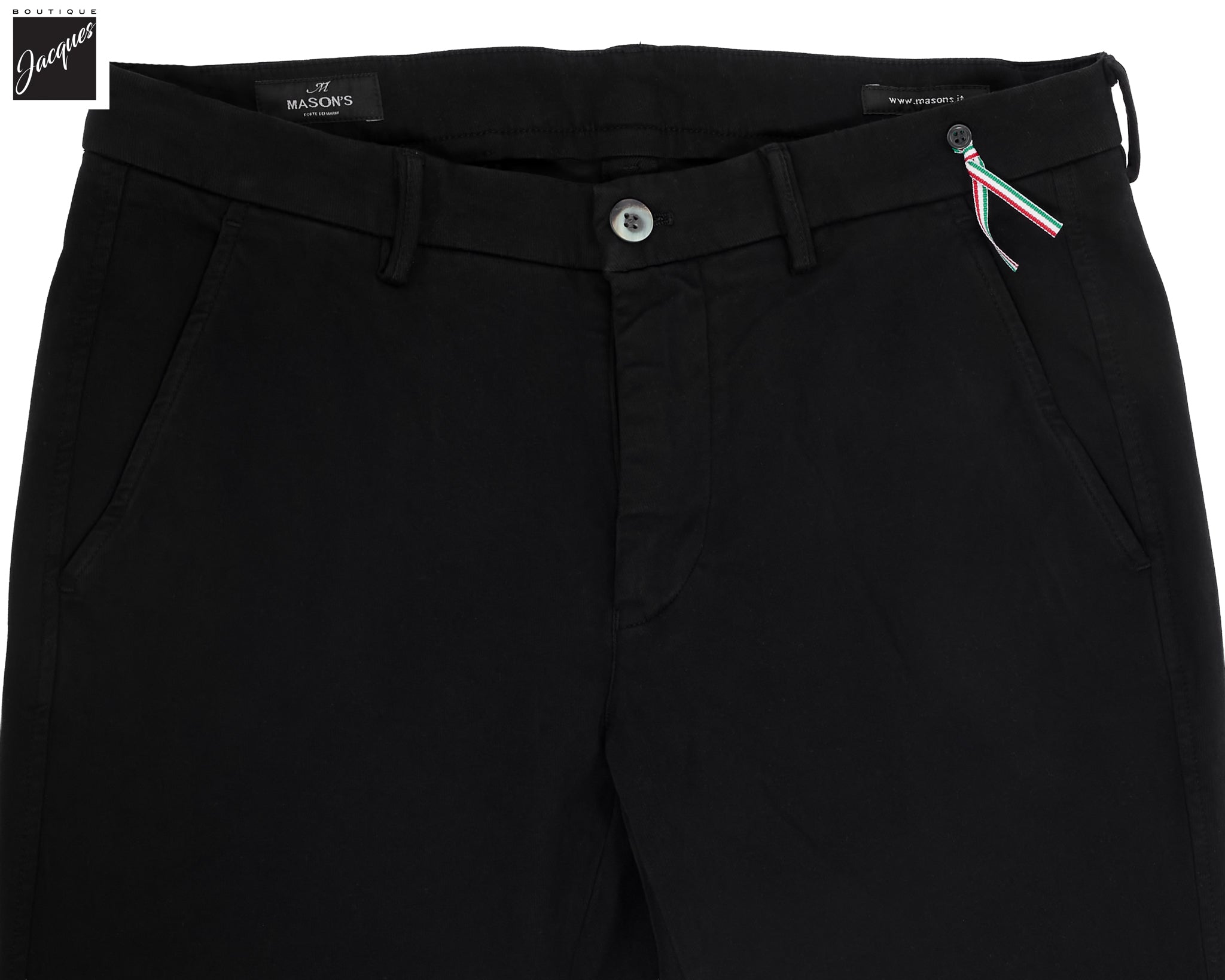 Black Twill Stretch Slim Fit Chino - Mason's