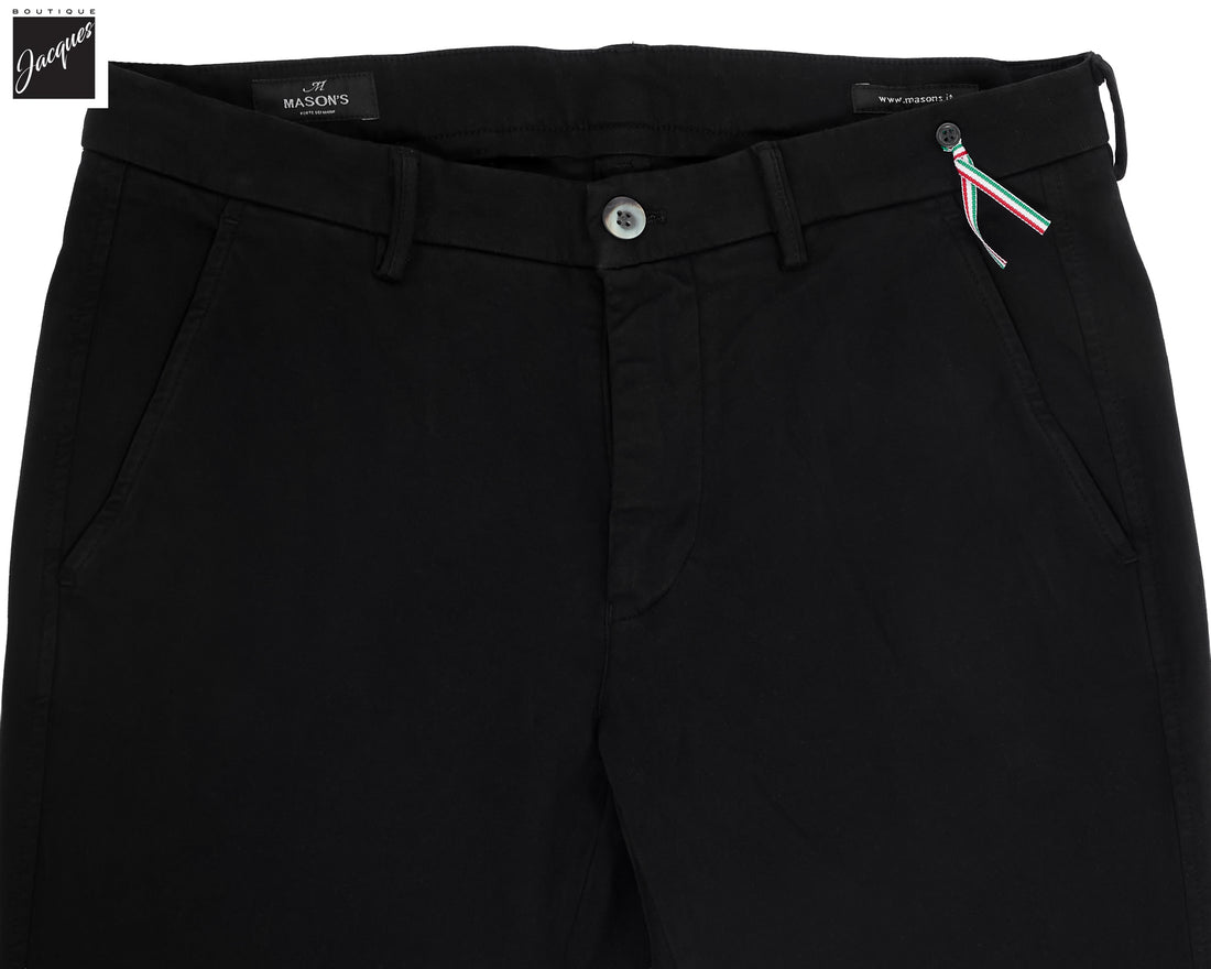Black Twill Stretch Slim Fit Chino - Mason's