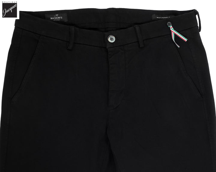 Black Twill Stretch Slim Fit Chino - Mason's
