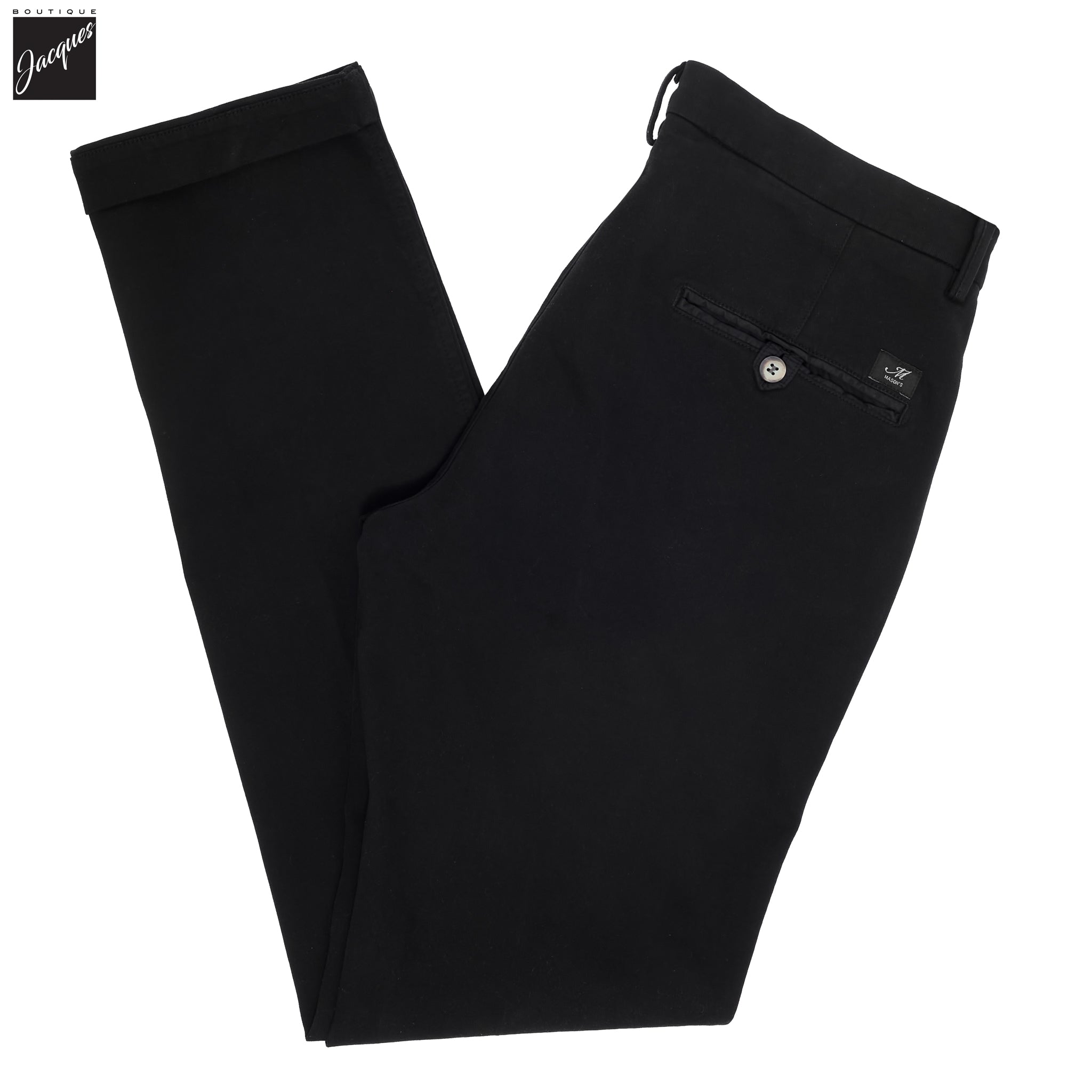 Black Twill Stretch Slim Fit Chino - Mason's