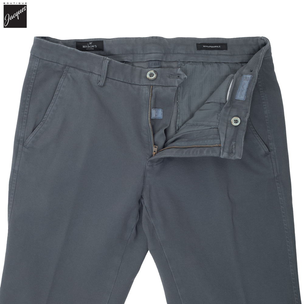 Fog Blue Twill Stretch Slim Fit Chino - Mason's