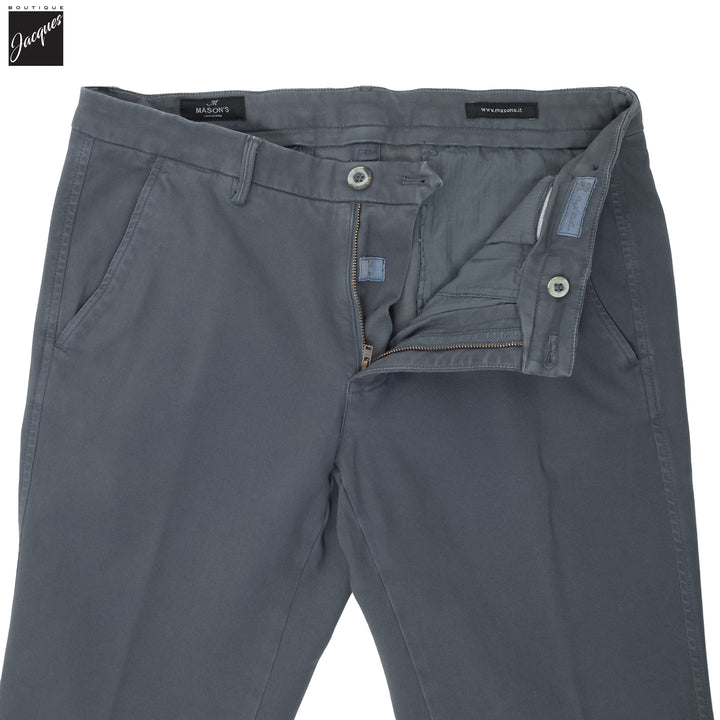 Fog Blue Twill Stretch Slim Fit Chino - Mason's