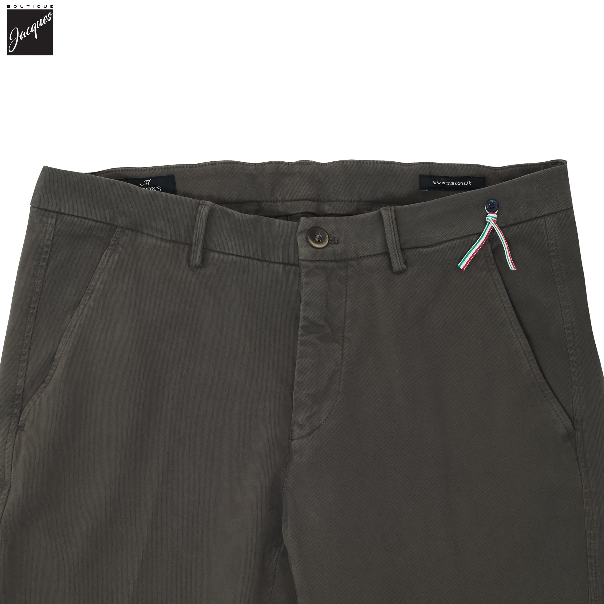 Olive Brown Twill Stretch Slim Fit Chino - Mason's