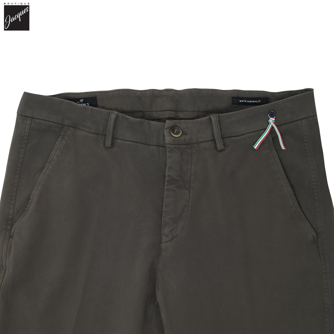 Olive Brown Twill Stretch Slim Fit Chino - Mason's
