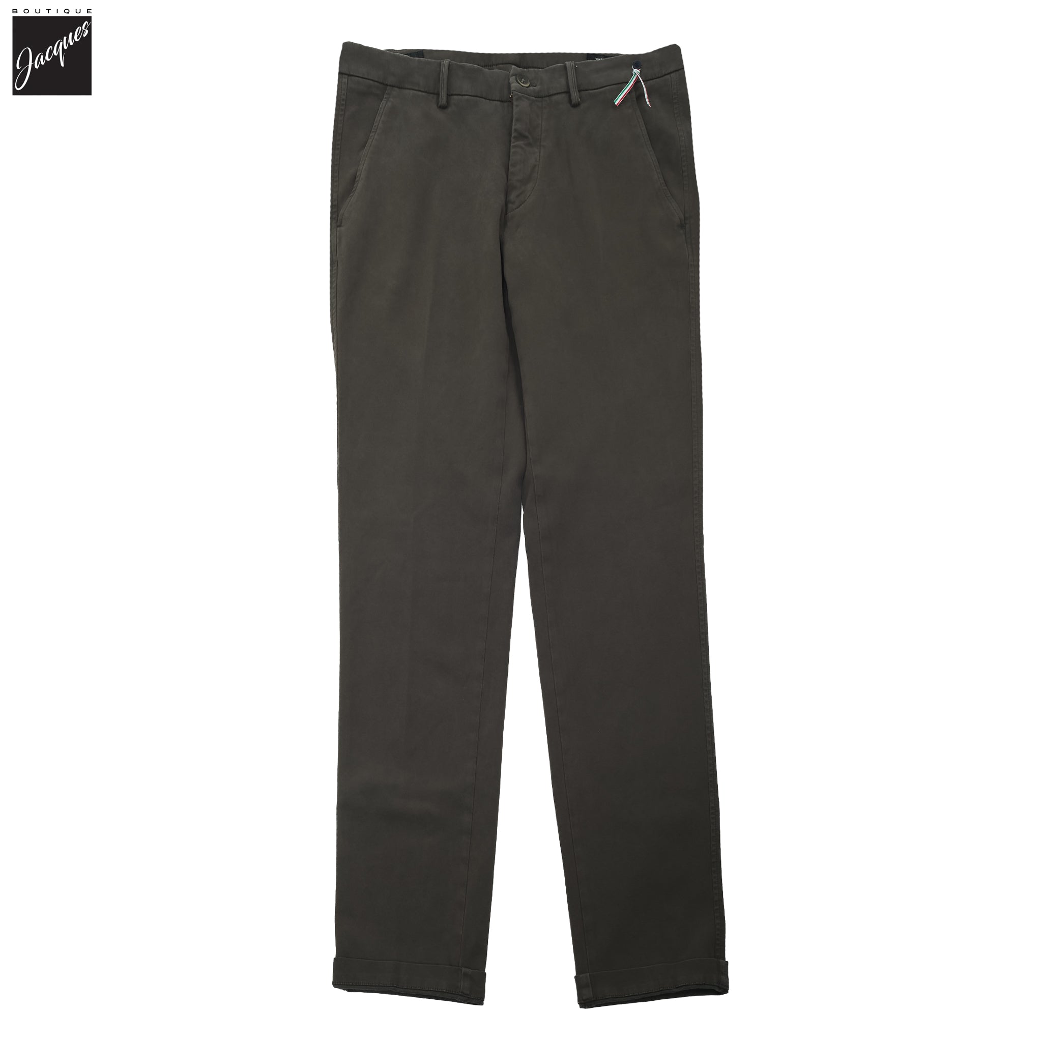 Olive Brown Twill Stretch Slim Fit Chino - Mason's