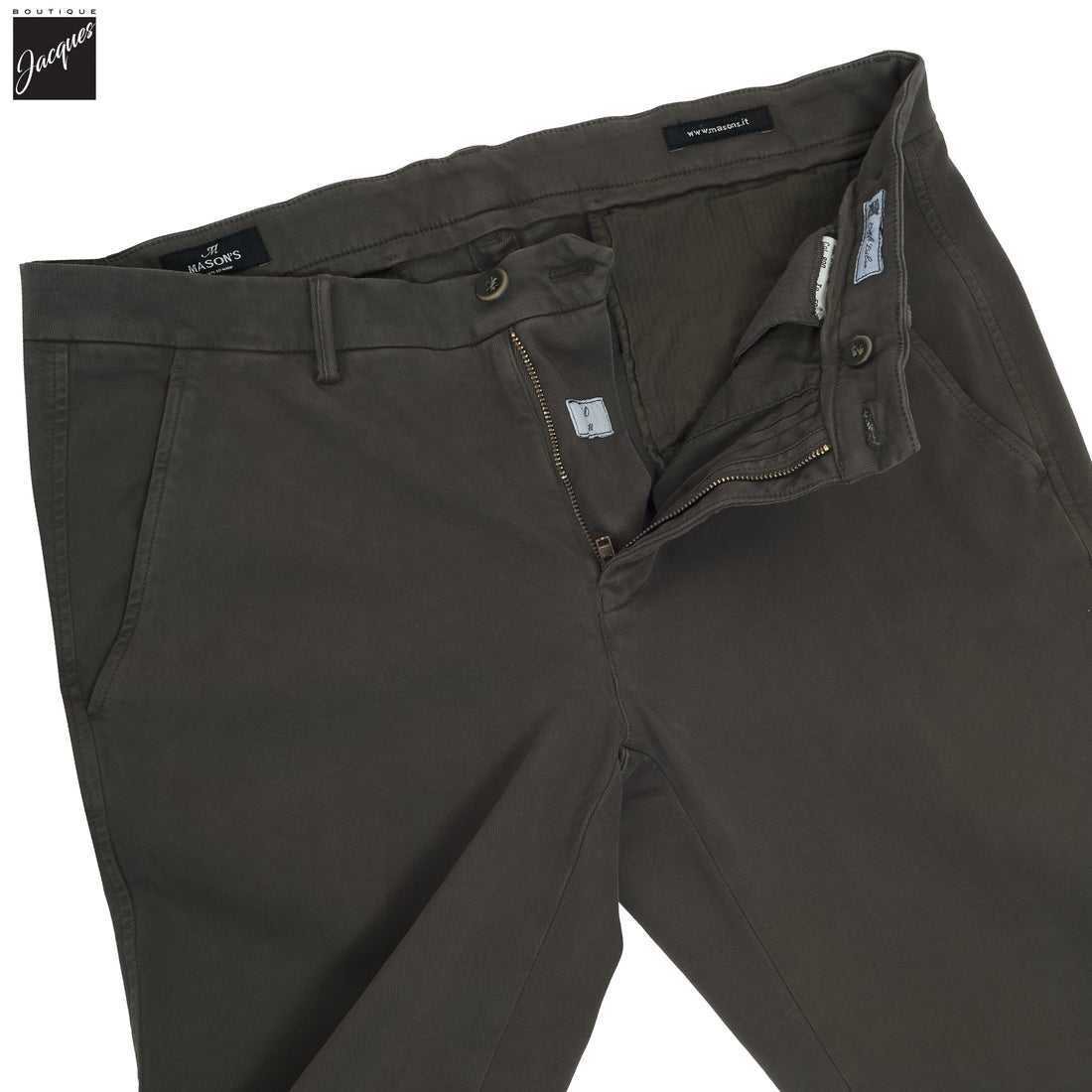 Olive Brown Twill Stretch Slim Fit Chino - Mason's
