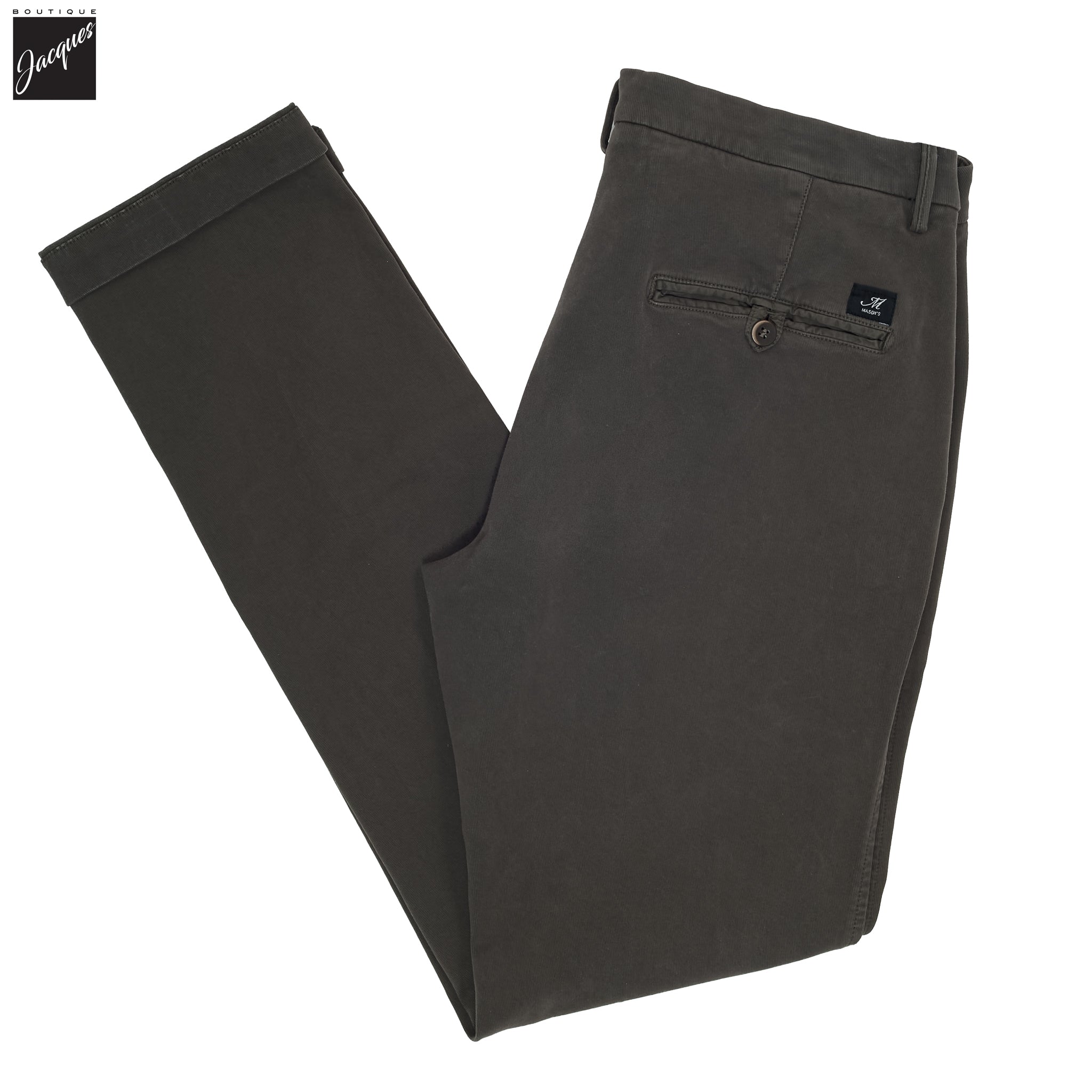 Olive Brown Twill Stretch Slim Fit Chino - Mason's