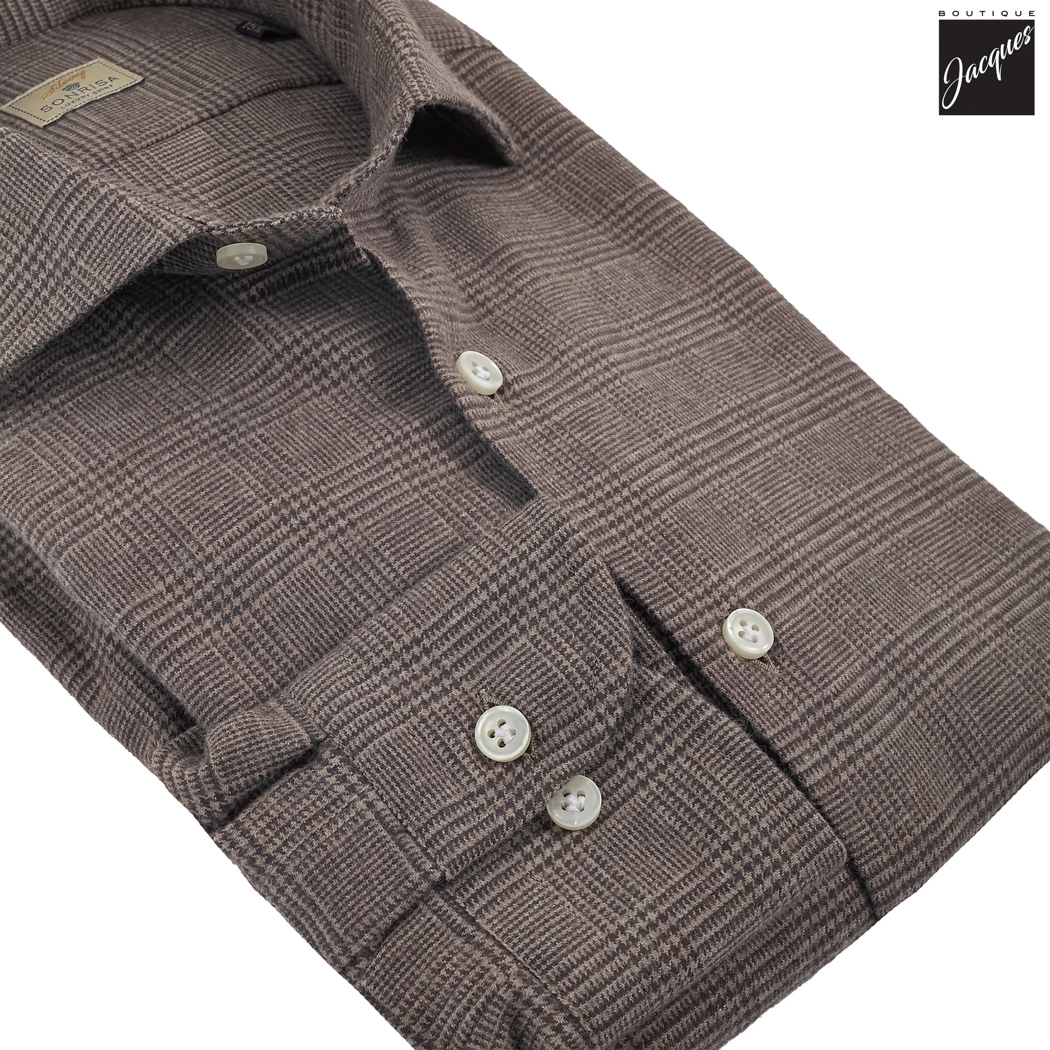 Brown Prince-of-Wales Lux Cotton Flannel Shirt - SONRISA