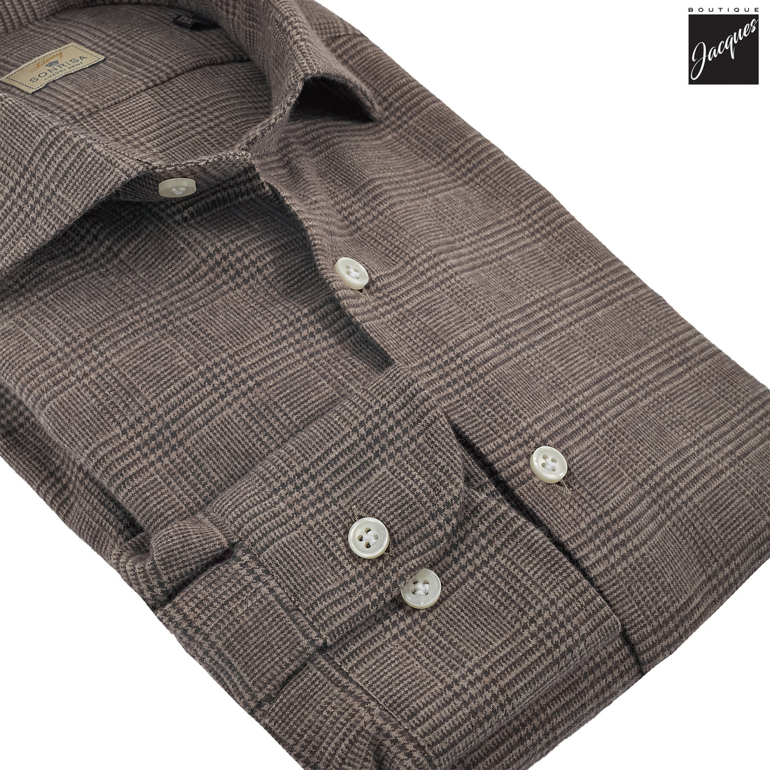 Brown Prince-of-Wales Lux Cotton Flannel Shirt - SONRISA