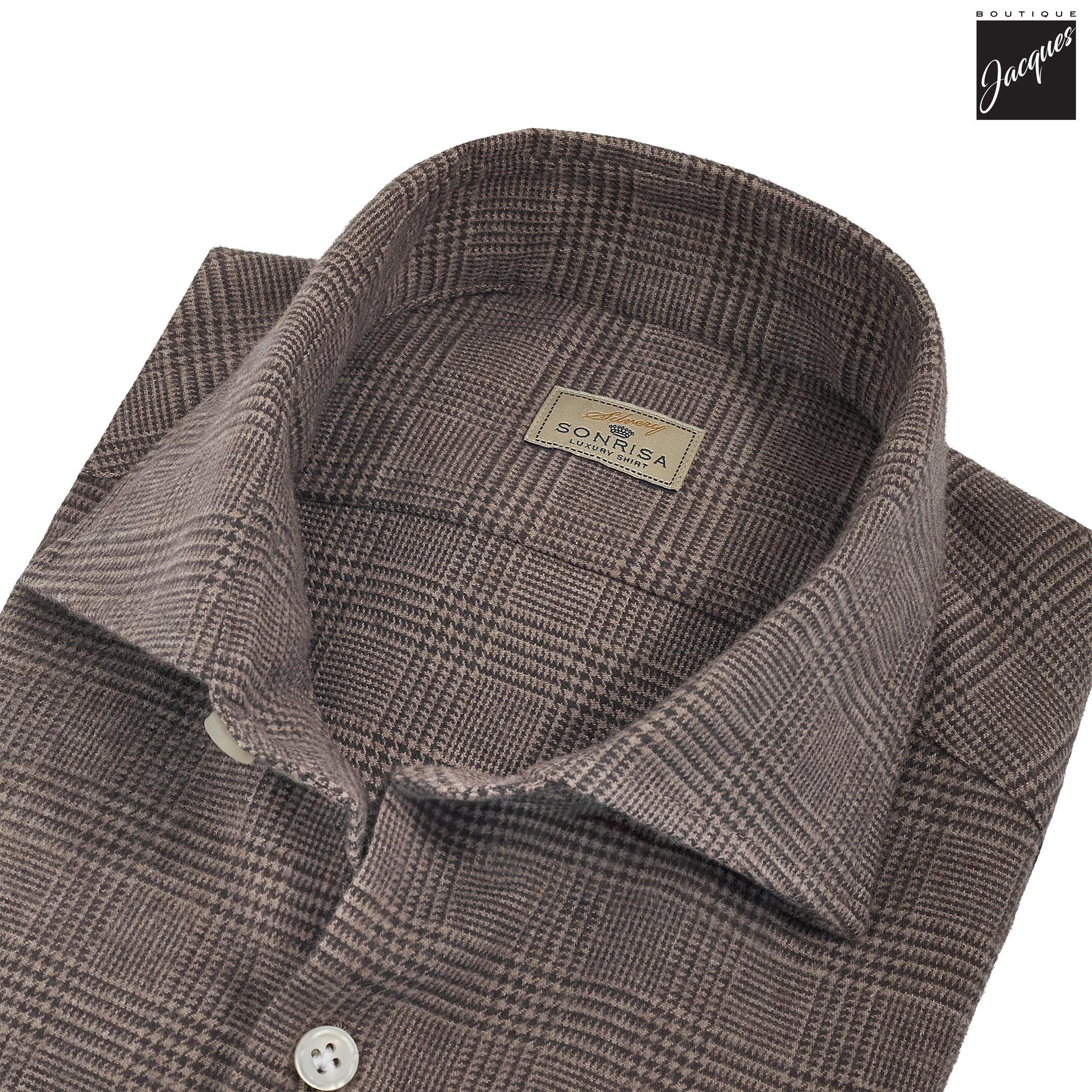 Brown Prince-of-Wales Lux Cotton Flannel Shirt - SONRISA
