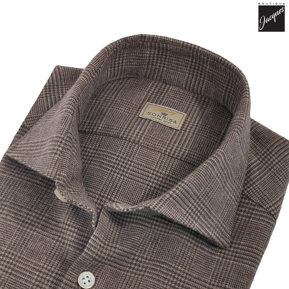 Brown Prince-of-Wales Lux Cotton Flannel Shirt - SONRISA