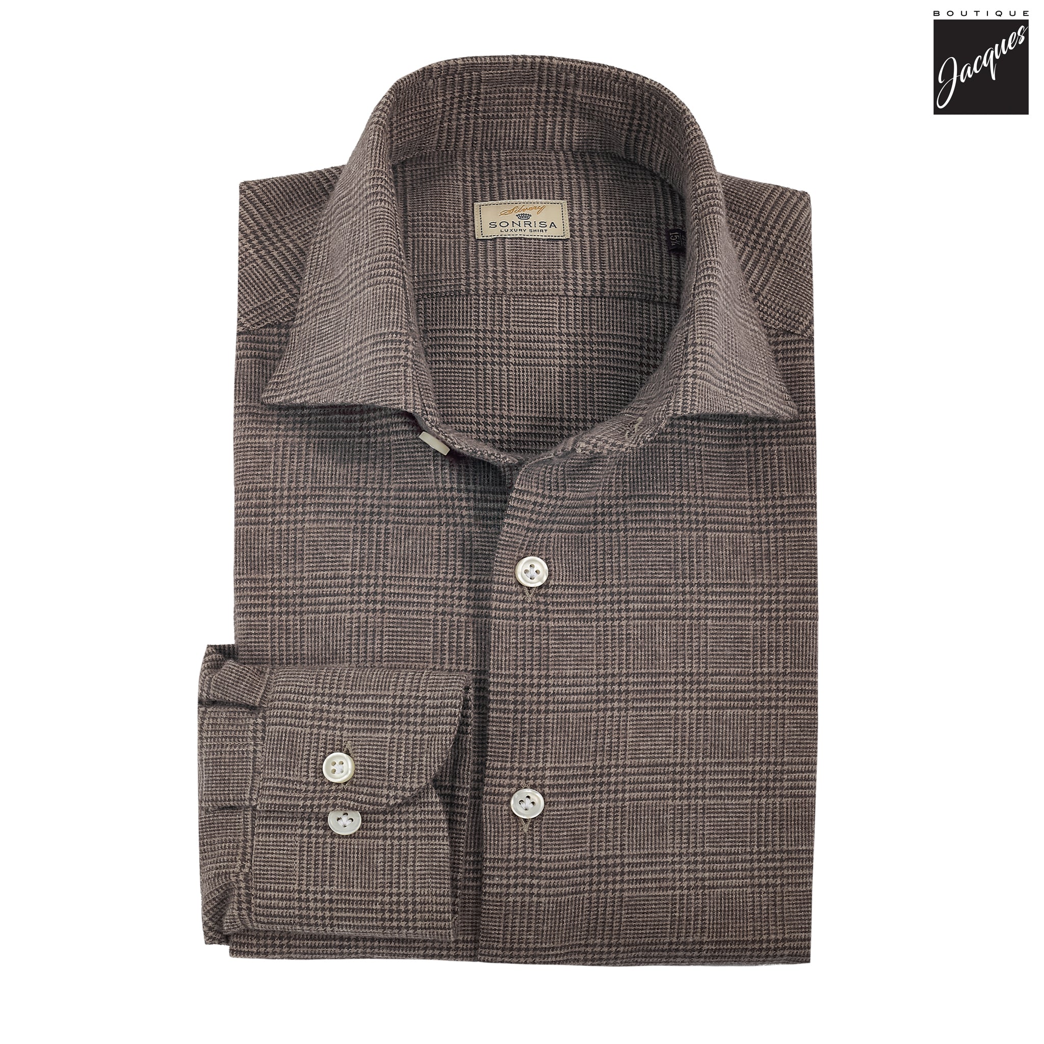 Brown Prince-of-Wales Lux Cotton Flannel Shirt - SONRISA