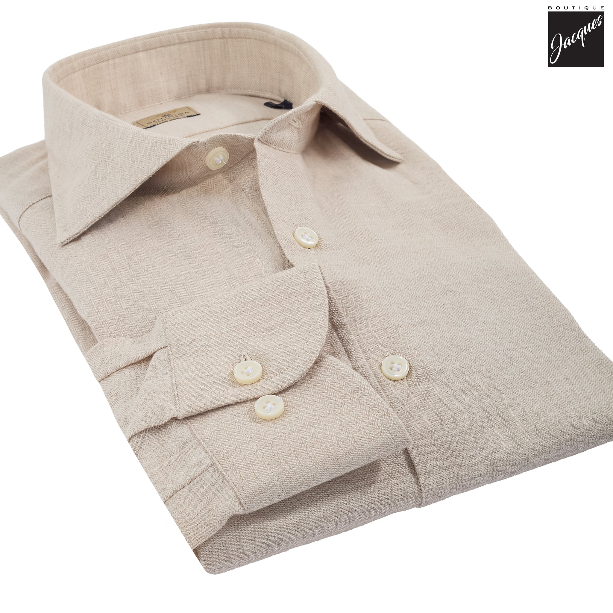 Oatmeal Semi-Solid Cashmere Blend Shirt - SONRISA