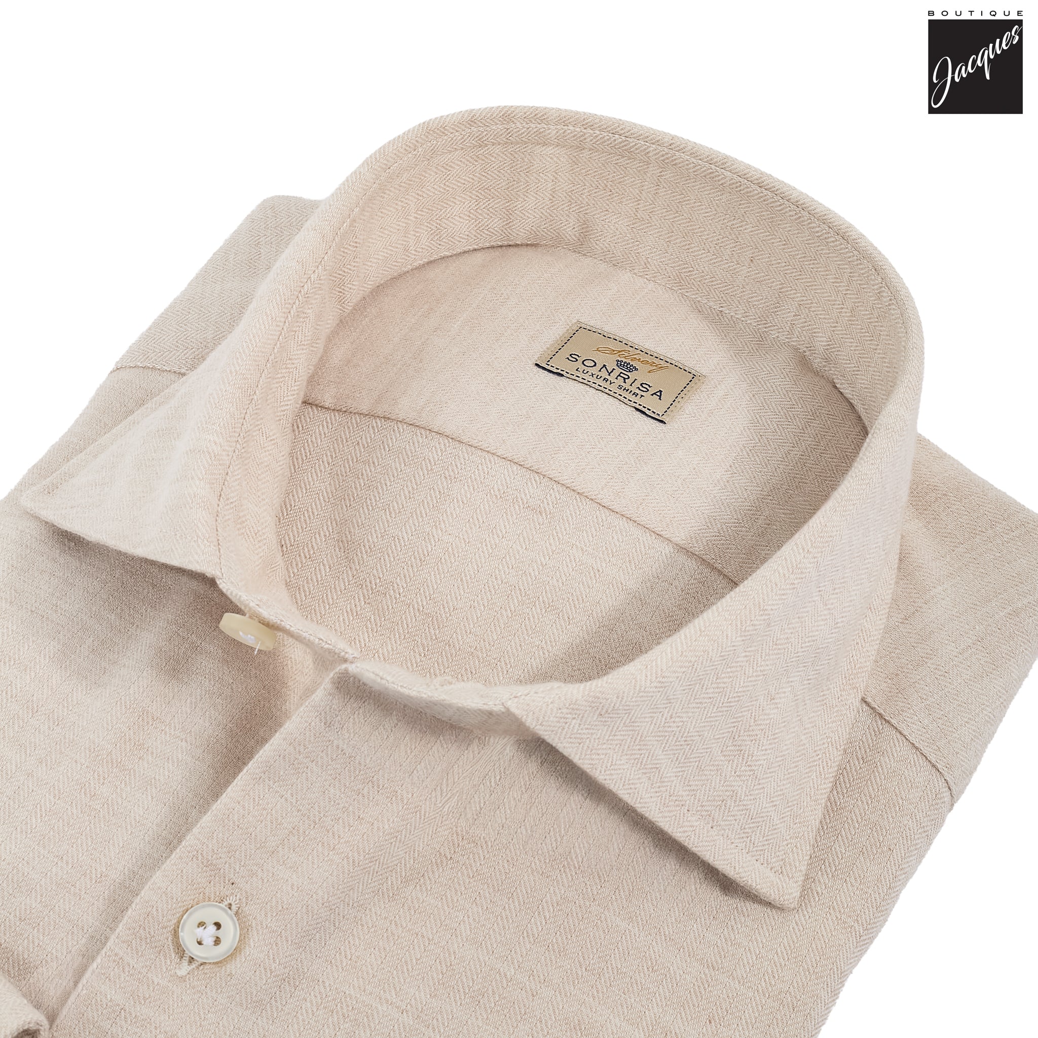 Oatmeal Semi-Solid Cashmere Blend Shirt - SONRISA