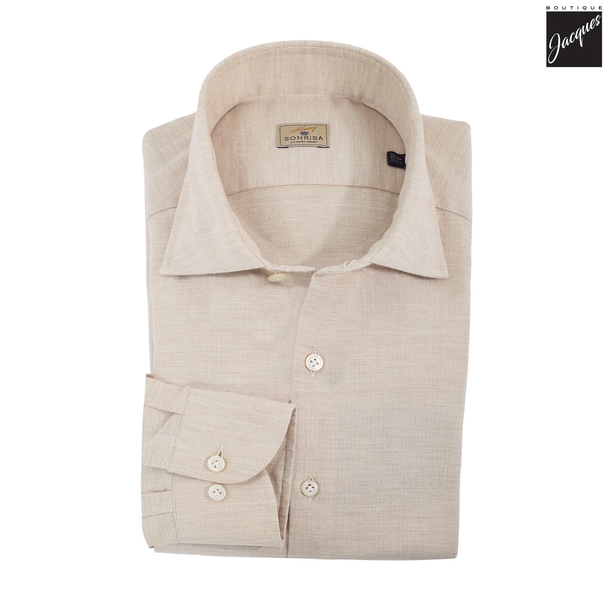 Oatmeal Semi-Solid Cashmere Blend Shirt - SONRISA