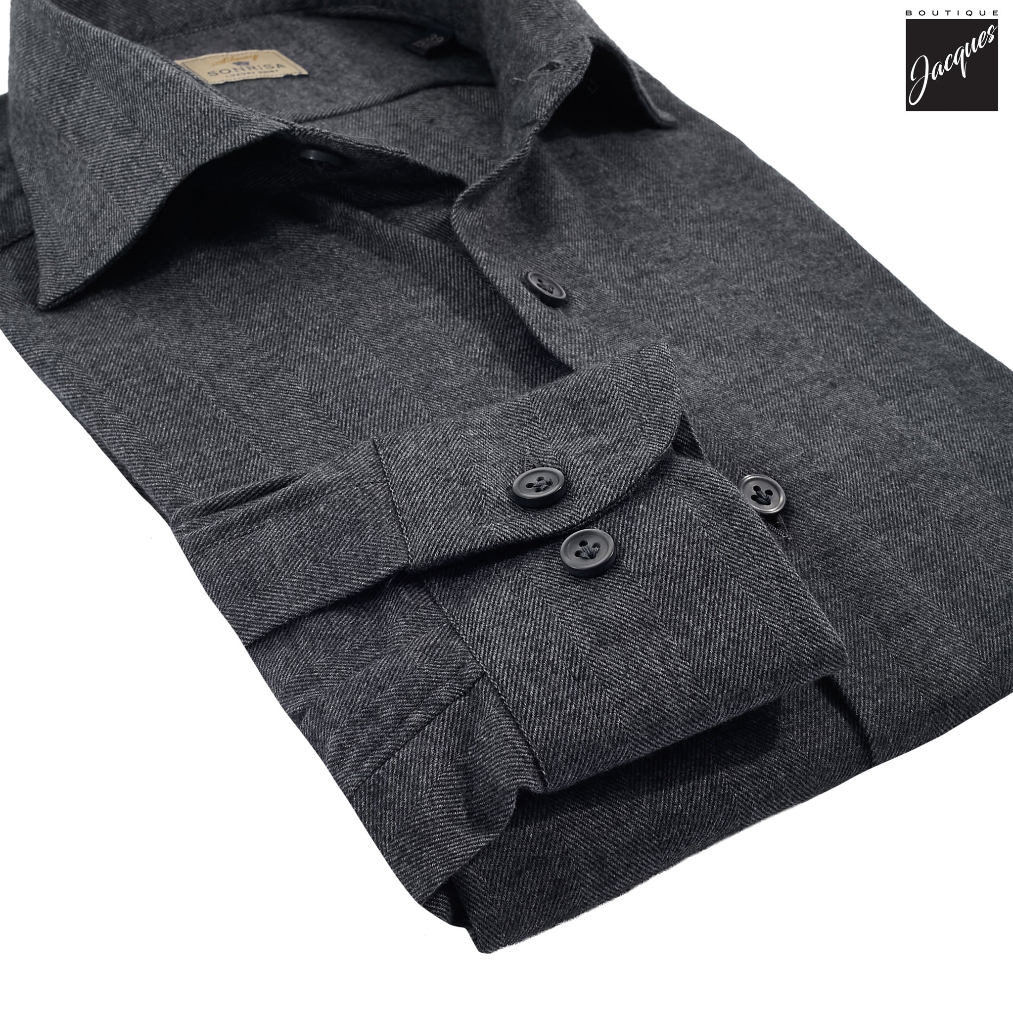 Charcoal Semi-Solid Lux Cotton-Lyocell Flannel Shirt - SONRISA