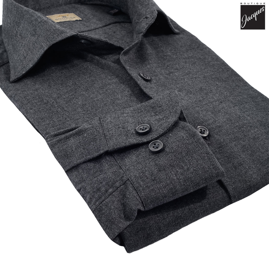Charcoal Semi-Solid Lux Cotton-Lyocell Flannel Shirt - SONRISA