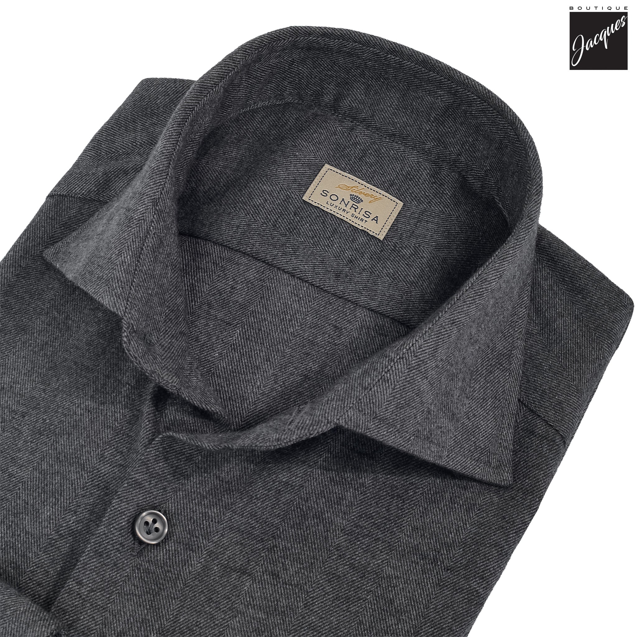 Charcoal Semi-Solid Lux Cotton-Lyocell Flannel Shirt - SONRISA
