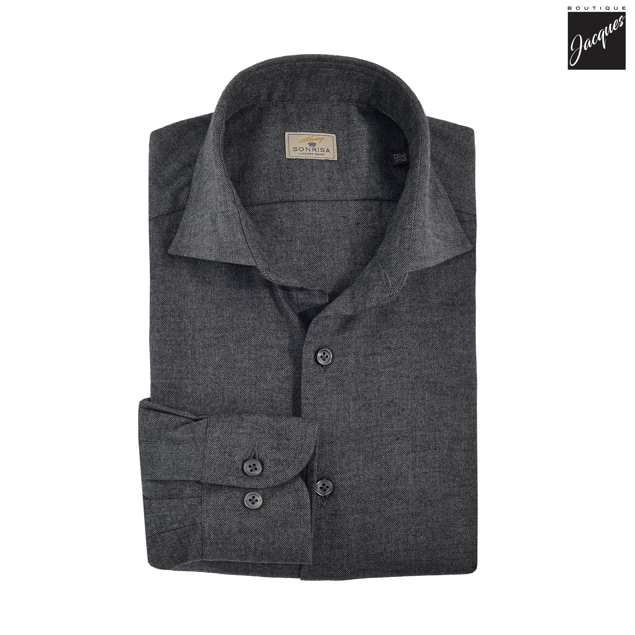 Charcoal Semi-Solid Lux Cotton-Lyocell Flannel Shirt - SONRISA