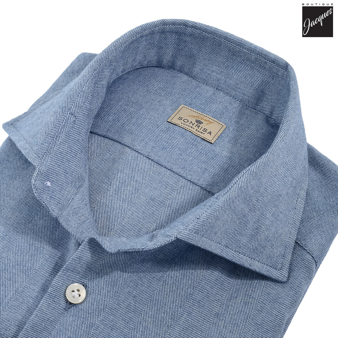 Light Blue Semi-Solid Lux Cotton-Lyocell Flannel Shirt - SONRISA