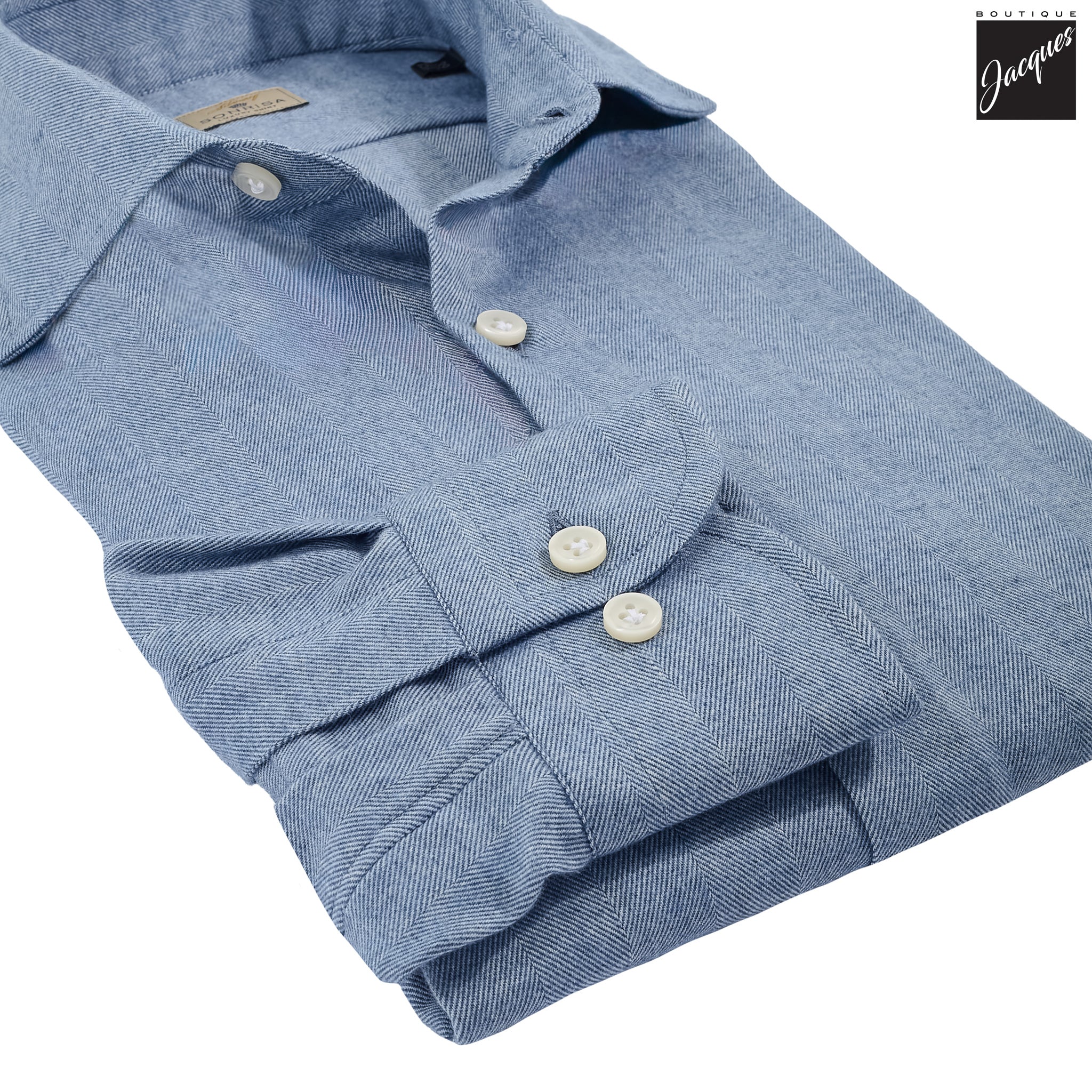 Light Blue Semi-Solid Lux Cotton-Lyocell Flannel Shirt - SONRISA