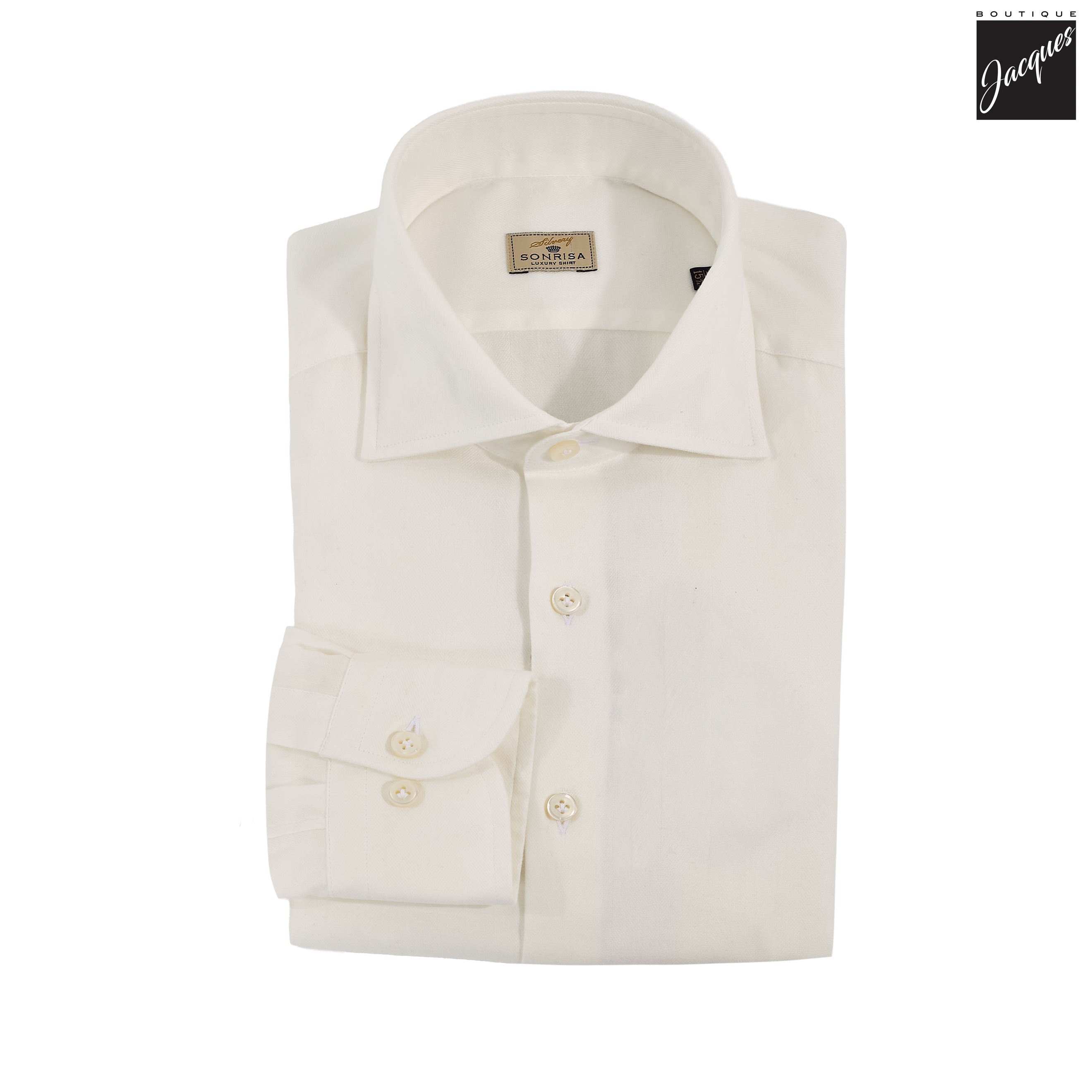 Off White Semi-Solid Lux Cotton-Lyocell Flannel Shirt - SONRISA