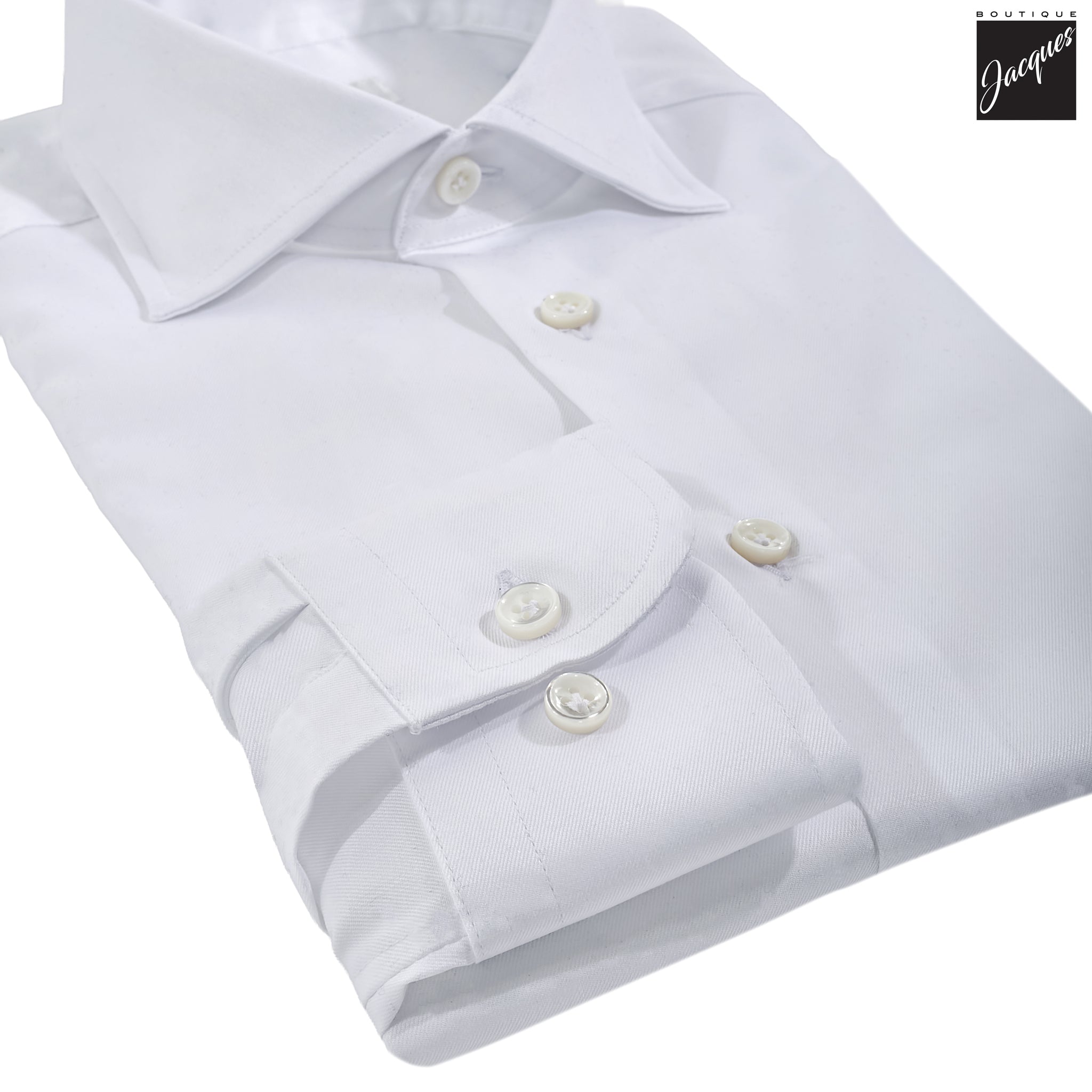 White Superior Cotton Twill Modern Fit Dress Shirt - SONRISA