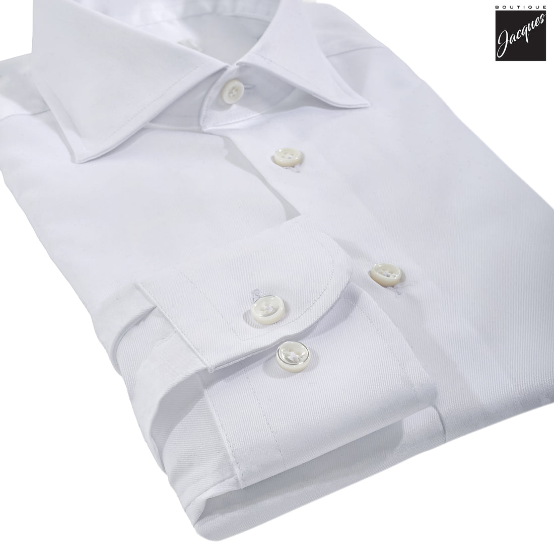 White Superior Cotton Twill Modern Fit Dress Shirt - SONRISA