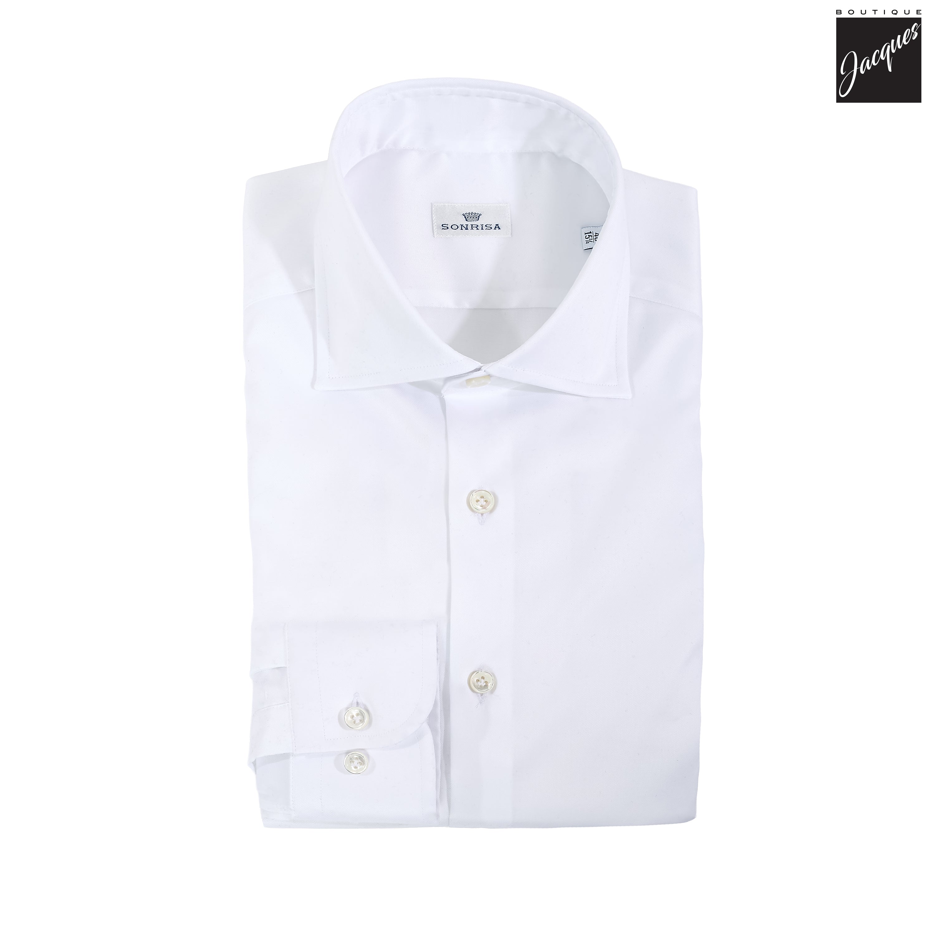 White Superior Cotton Twill Modern Fit Dress Shirt - SONRISA