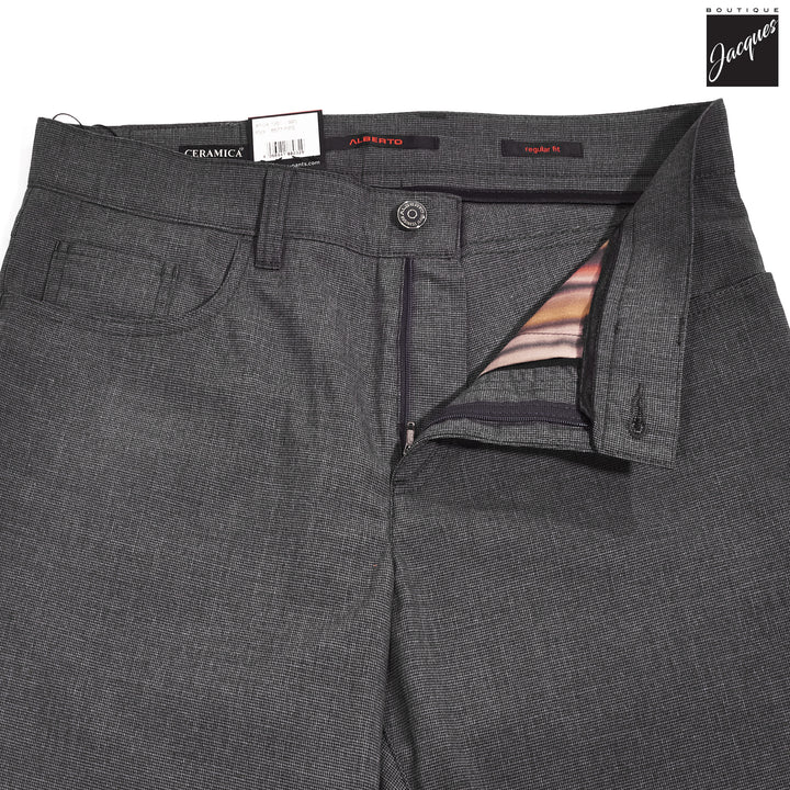 Charcoal Mini Pepita Pattern Ceramica Pipe Five Pocket Pants - ALBERTO