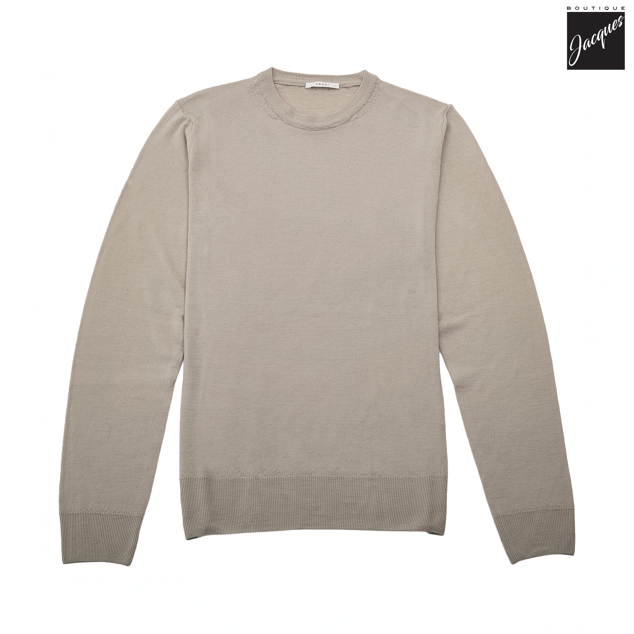 Beige Extra-Fine 14 Gauge Wool Crewneck - Fradi