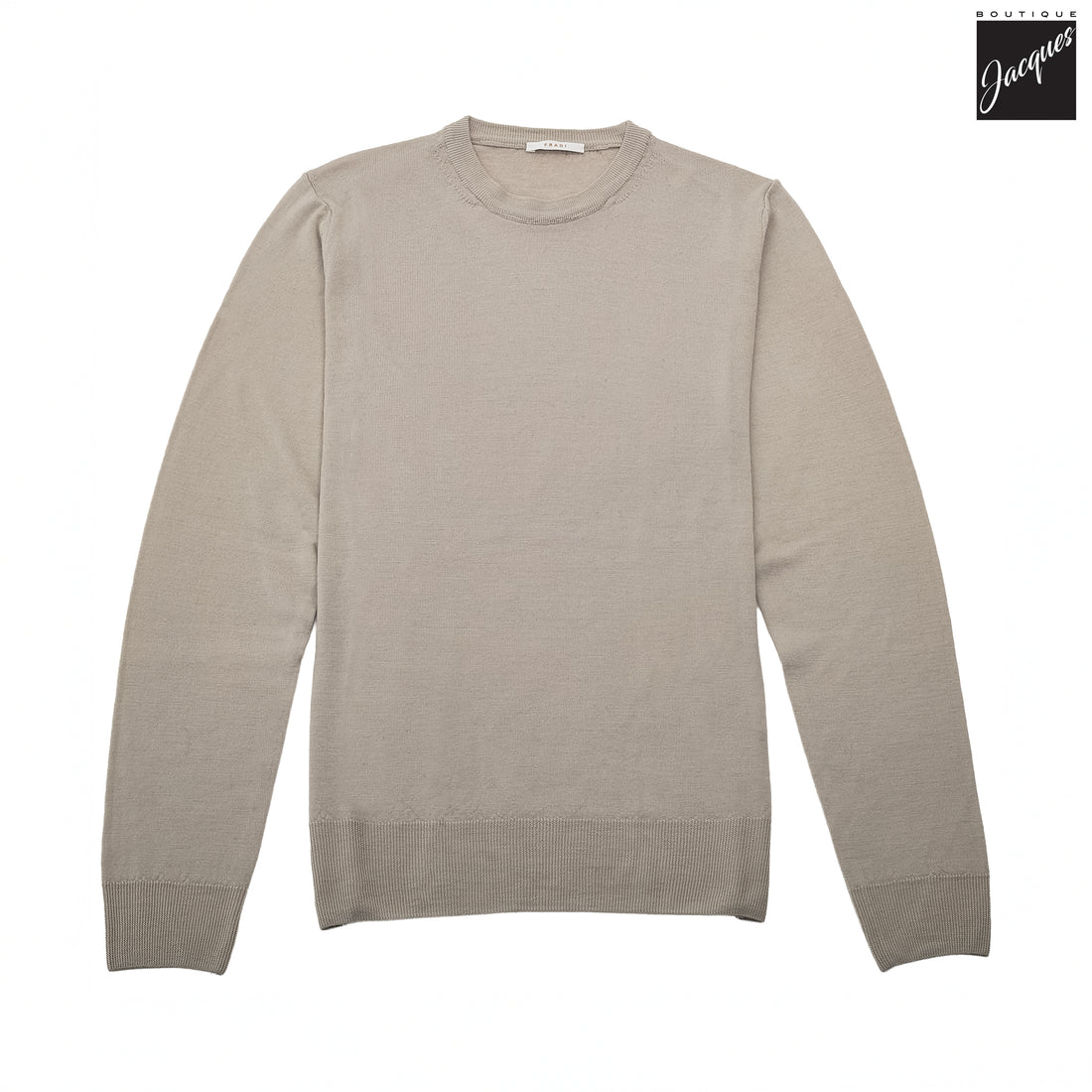 Beige Extra-Fine 14 Gauge Wool Crewneck - Fradi