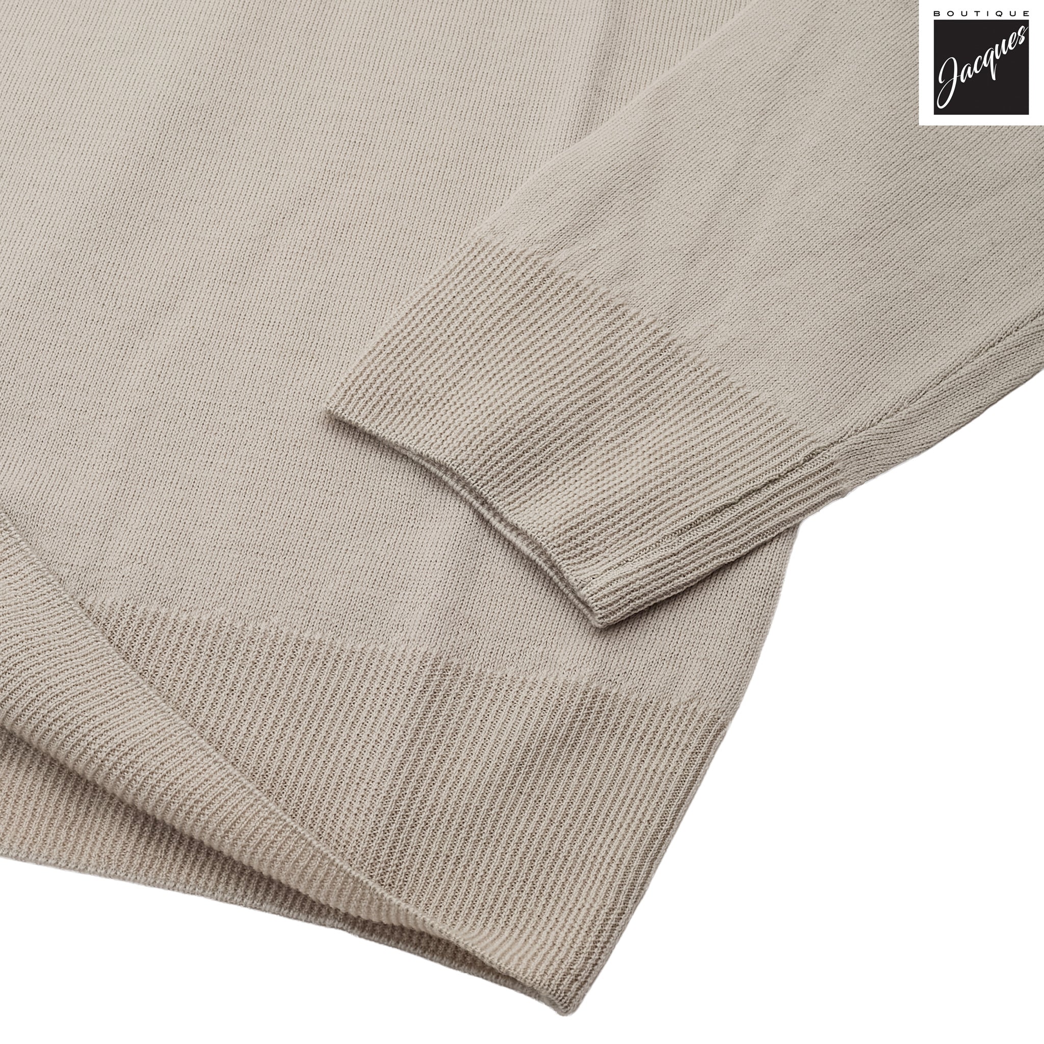 Beige Extra-Fine 14 Gauge Wool Crewneck - Fradi