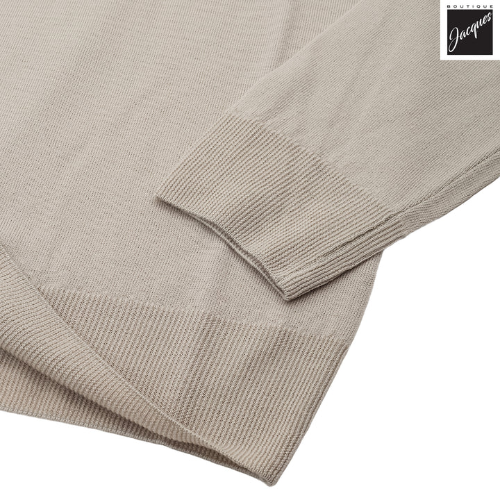 Beige Extra-Fine 14 Gauge Wool Crewneck - Fradi