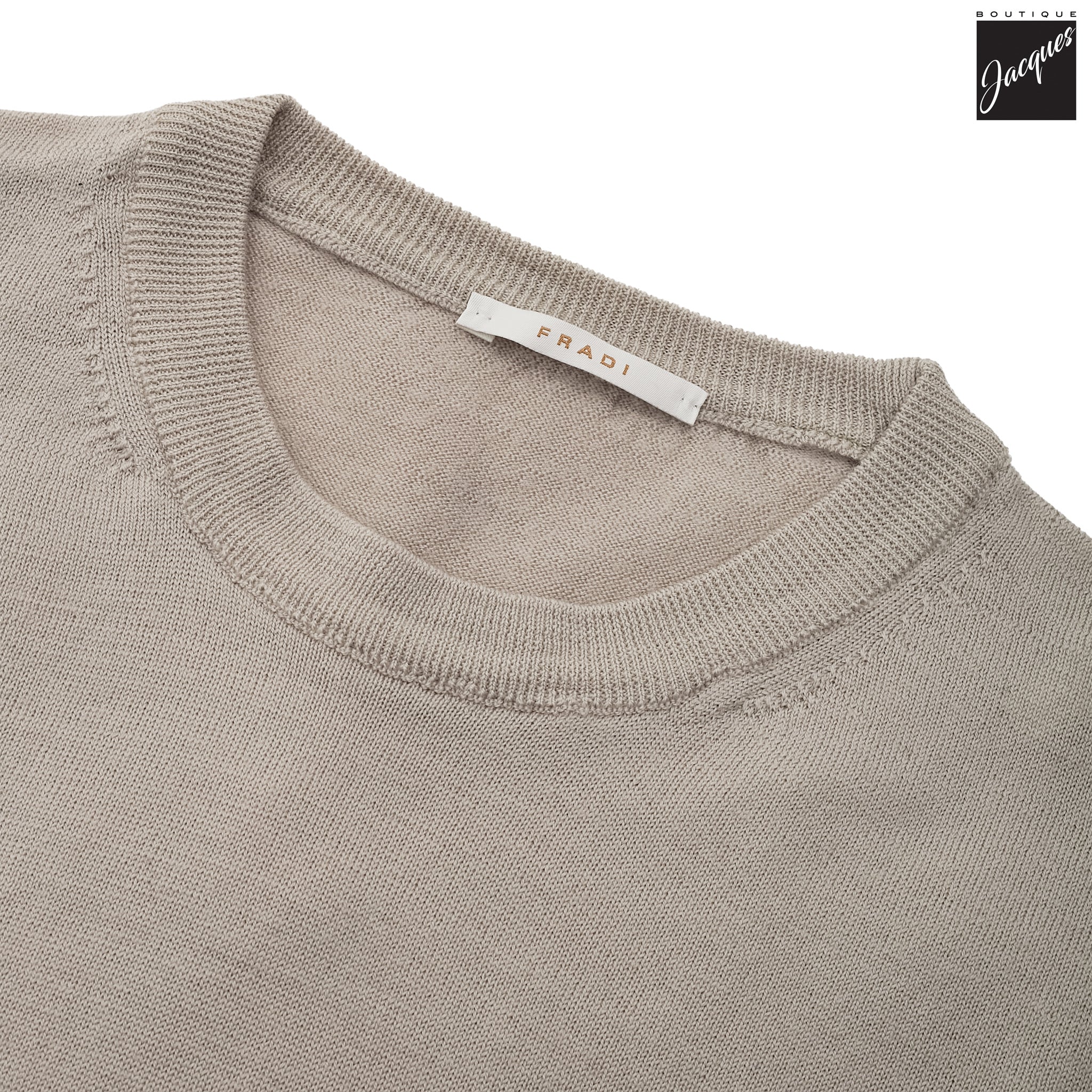 Beige Extra-Fine 14 Gauge Wool Crewneck - Fradi