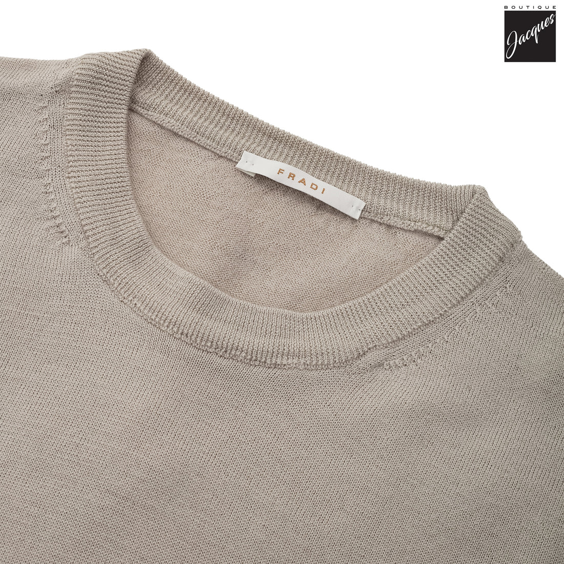 Beige Extra-Fine 14 Gauge Wool Crewneck - Fradi